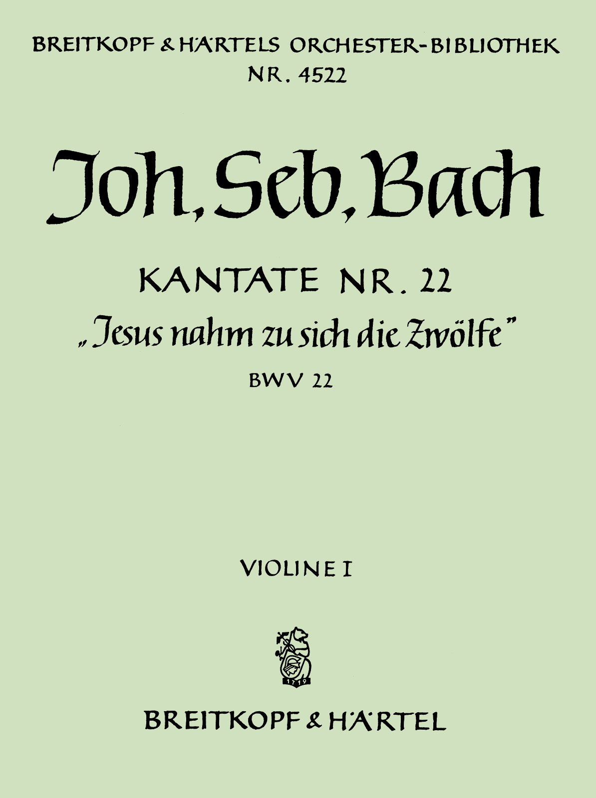 OB 4522-15 - Kantate BWV 22 „Jesus nahm zu sich die Zwölfe“ - Cover