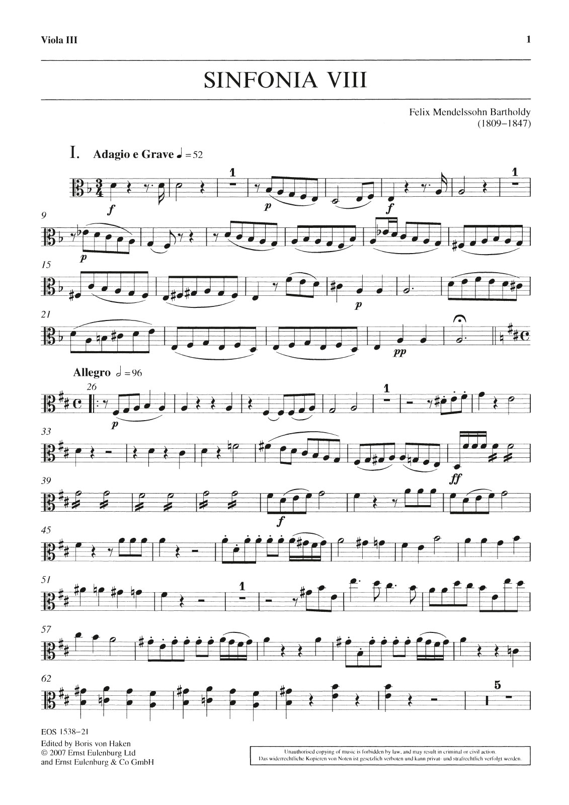 EOS 1538-21 - Sinfonia Nr. 8 D-dur MWV N 8 - Cover