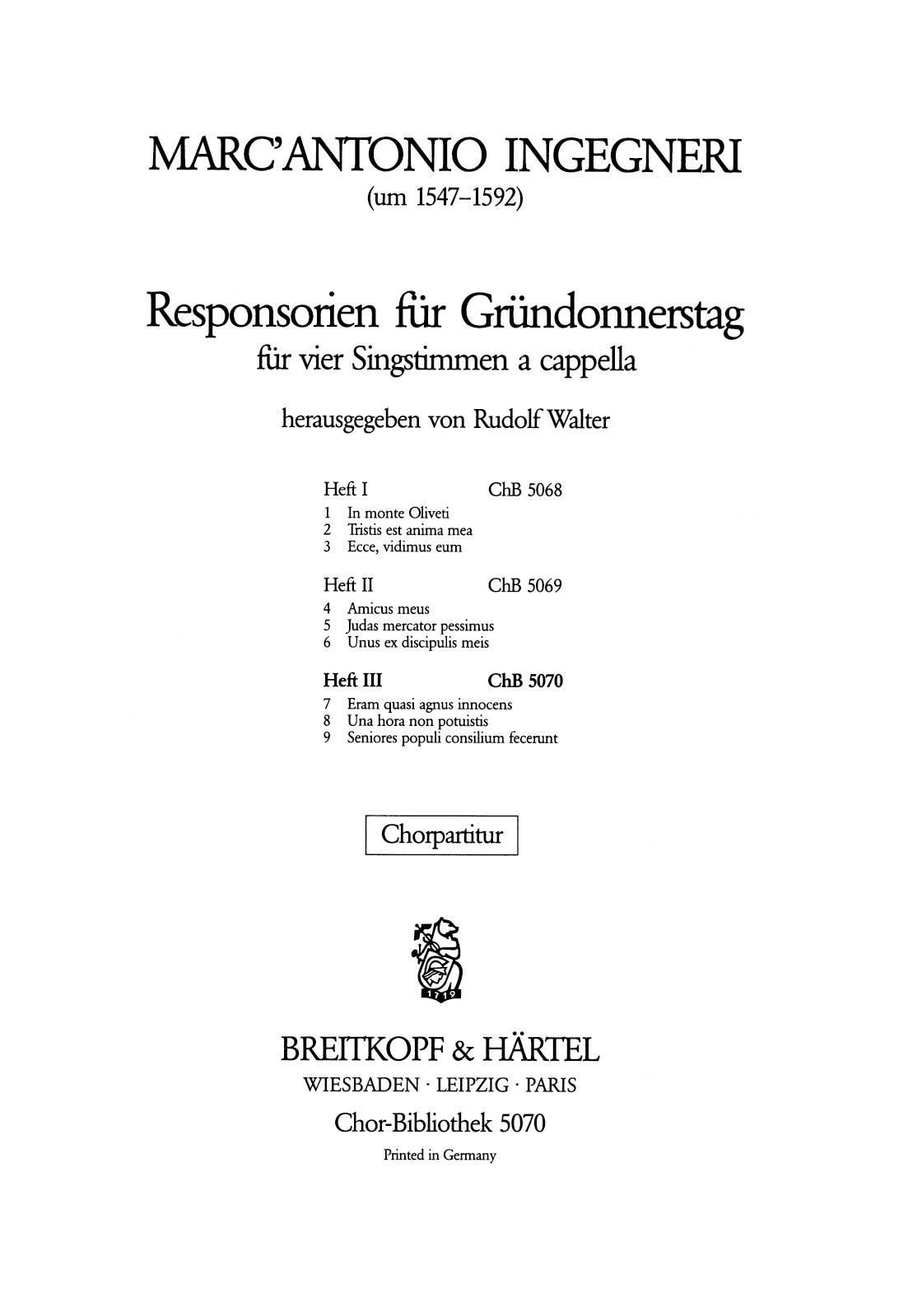 ChB 5070 - Responsorien für Gründonnerstag - Cover