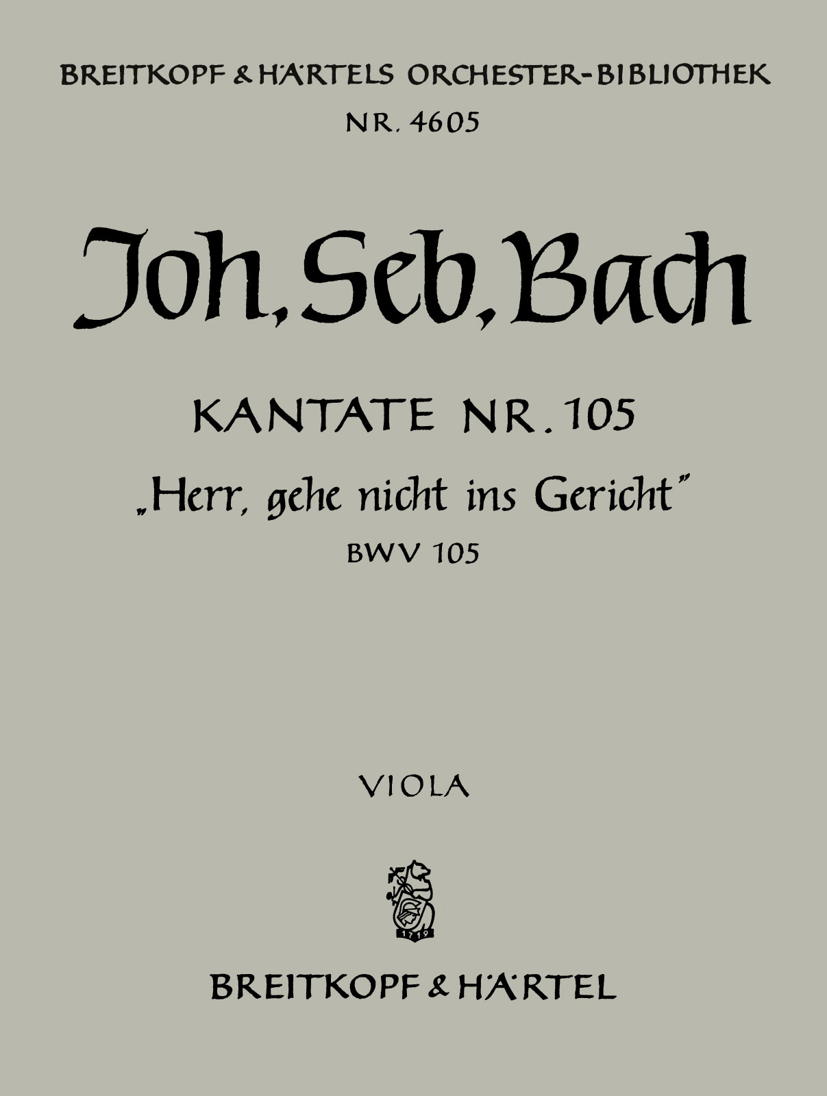 OB 4605-19 - Kantate BWV 105 „Herr, gehe nicht ins Gericht“ - Cover