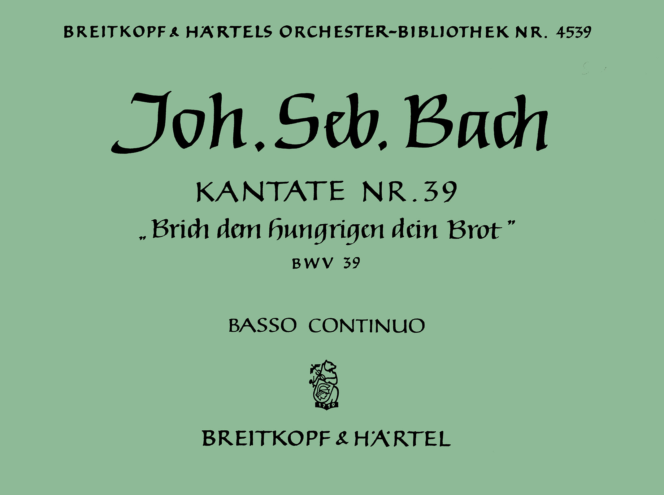 OB 4539-11 - Kantate BWV 39 „Brich dem Hungrigen dein Brot“ - Cover