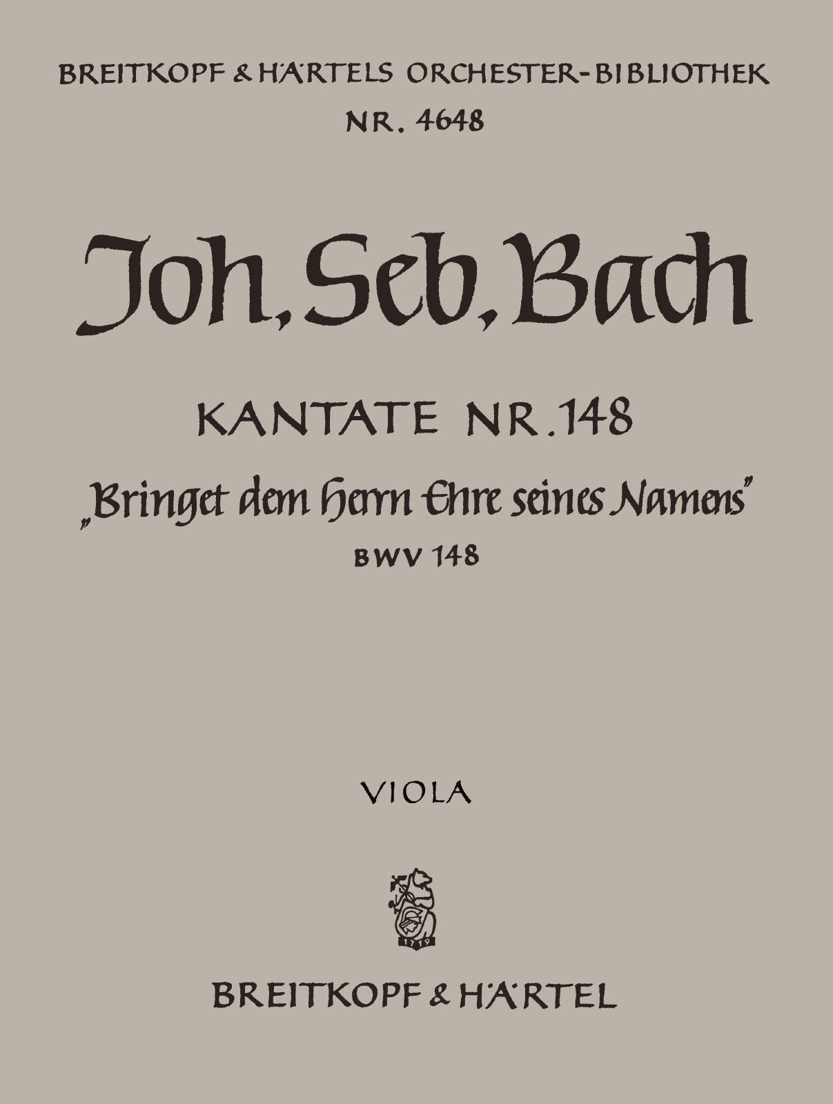 OB 4648-19 - Cantata BWV 148 “Bring ye to God honour due unto Him” - Cover