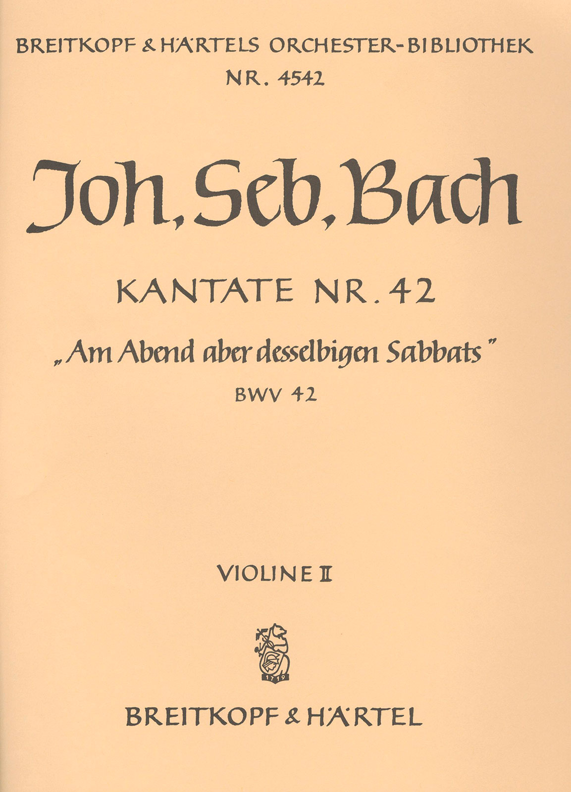 OB 4542-16 - Kantate BWV 42 „Am Abend aber desselbigen Sabbats“ - Cover