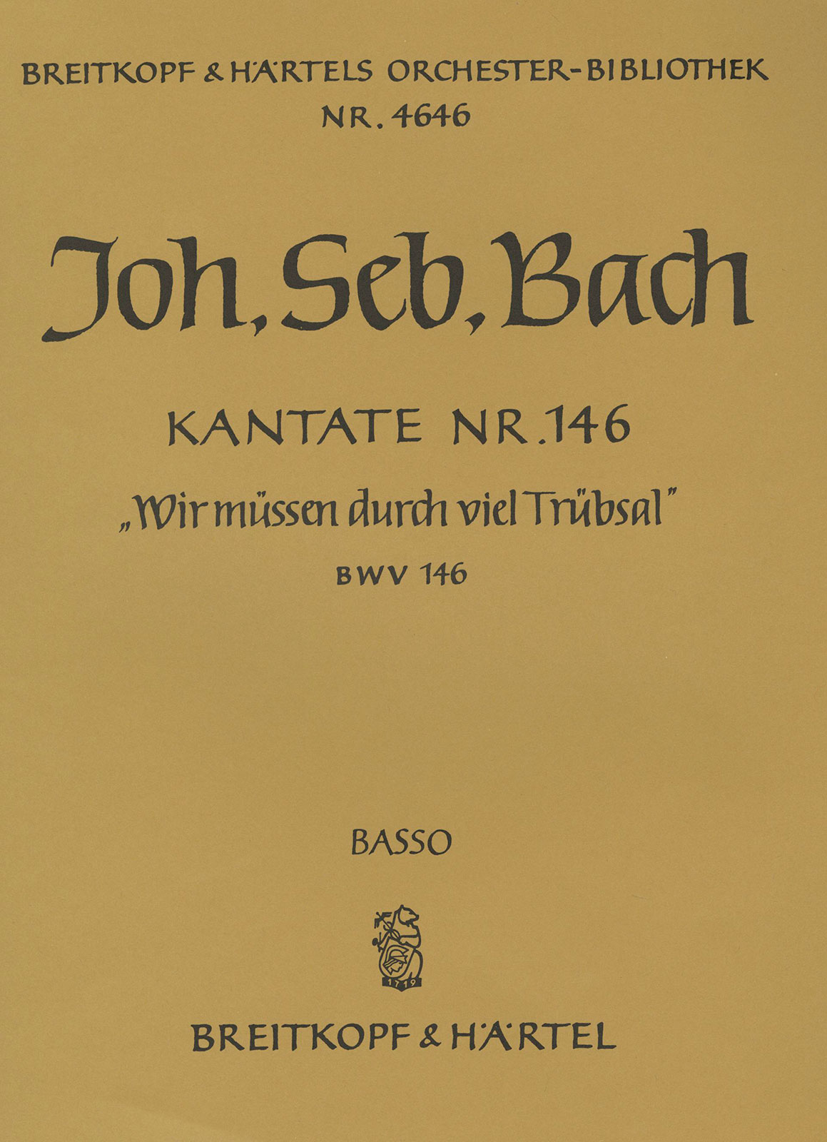 OB 4646-26 - Cantata BWV 146 “Wir müssen durch viel Trübsal” - Cover