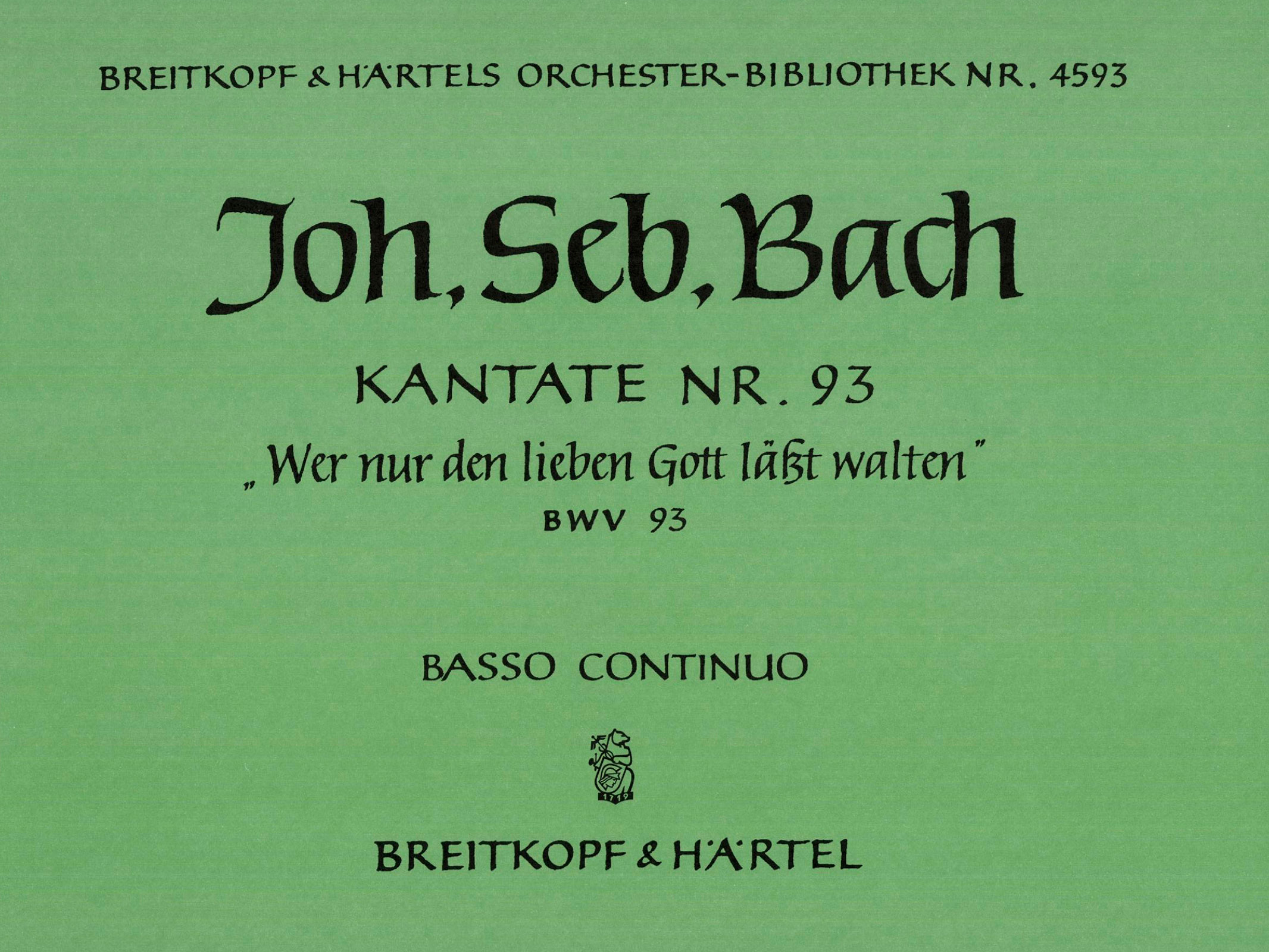 OB 4593-11 - Cantata BWV 93 “He who relies on God’s compassion” - Cover