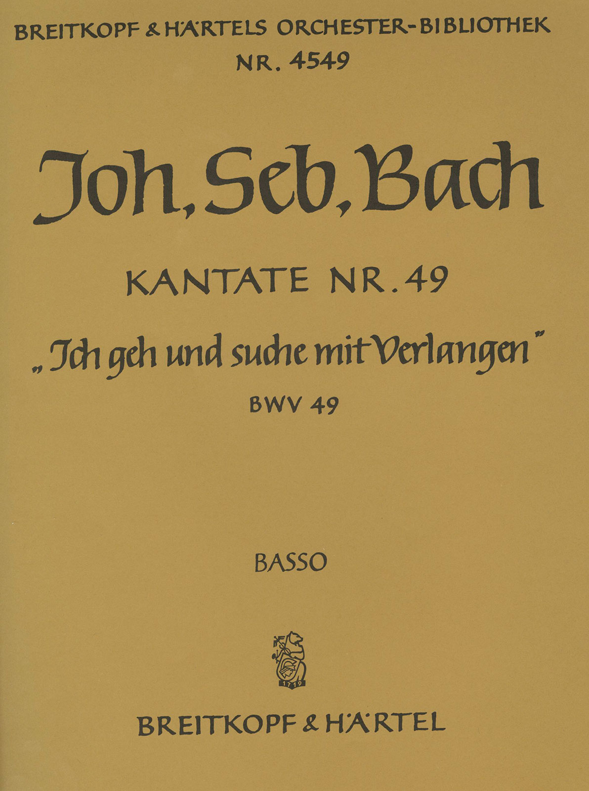 OB 4549-26 - Cantata BWV 49 “Ich geh und suche mit Verlangen” - Cover