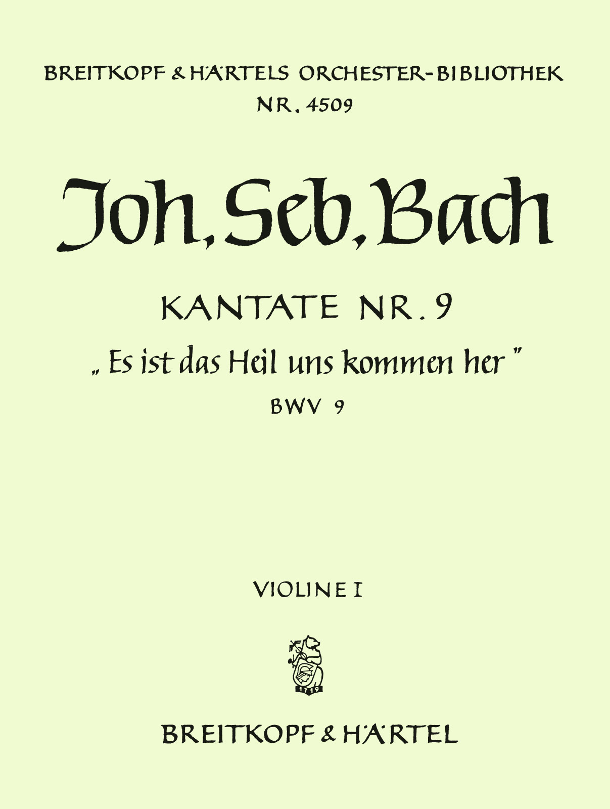 OB 4509-15 - Cantata BWV 9 “Es ist das Heil uns kommen her” - Cover