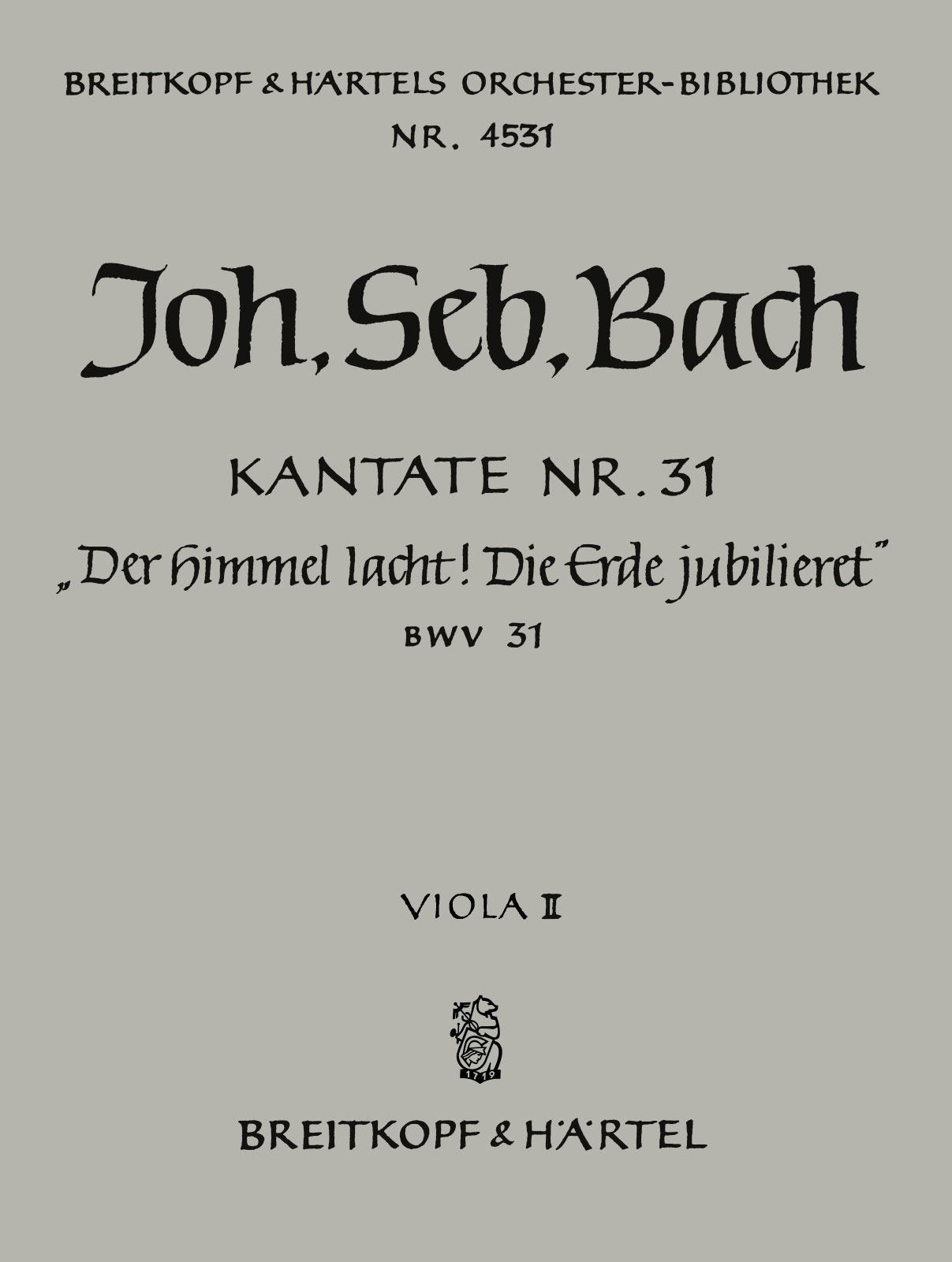 OB 4531-20 - Kantate BWV 31 „Der Himmel lacht! Die Erde jubilieret!“ - Cover