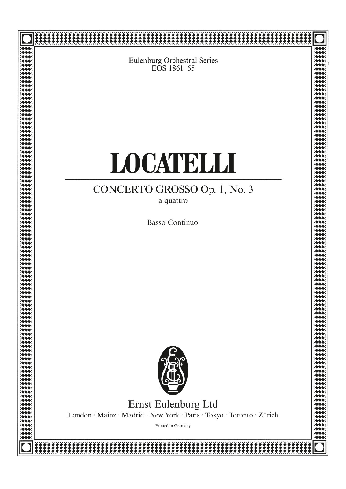 EOS 1861-12 - Concerto grosso „a quattro“ B-dur op. 1/3 - Cover