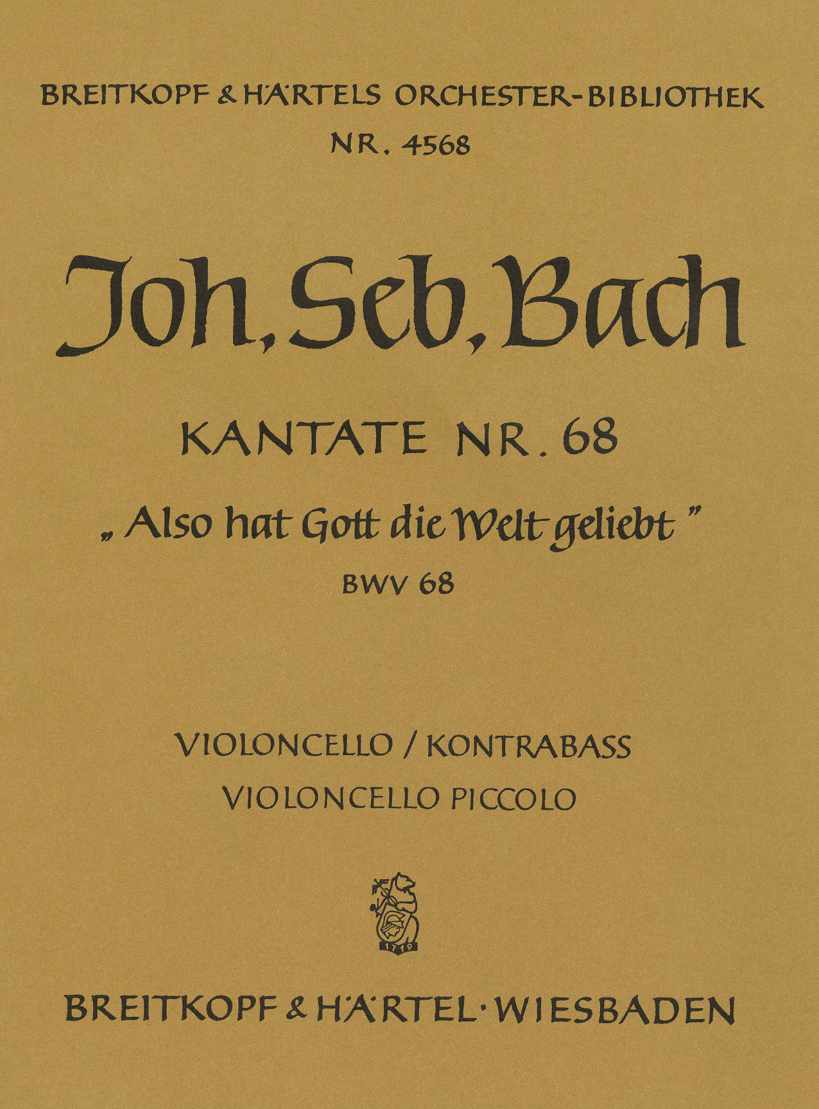 OB 4568-26 - Cantata BWV 68 “For God his wondrous love to show” - Cover