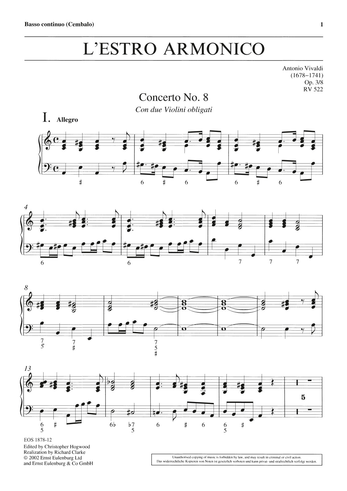 Antonio Vivaldi - L’Estro Armonico op. 3/8 RV 522 - Cover