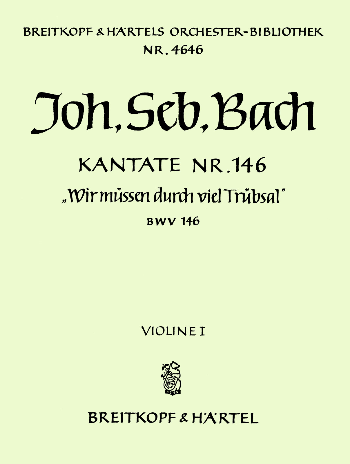 OB 4646-15 - Cantata BWV 146 “Wir müssen durch viel Trübsal” - Cover