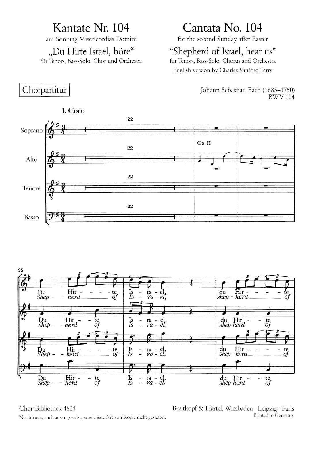 ChB 4604 - Kantate BWV 104 „Du Hirte Israel, höre“ - Cover