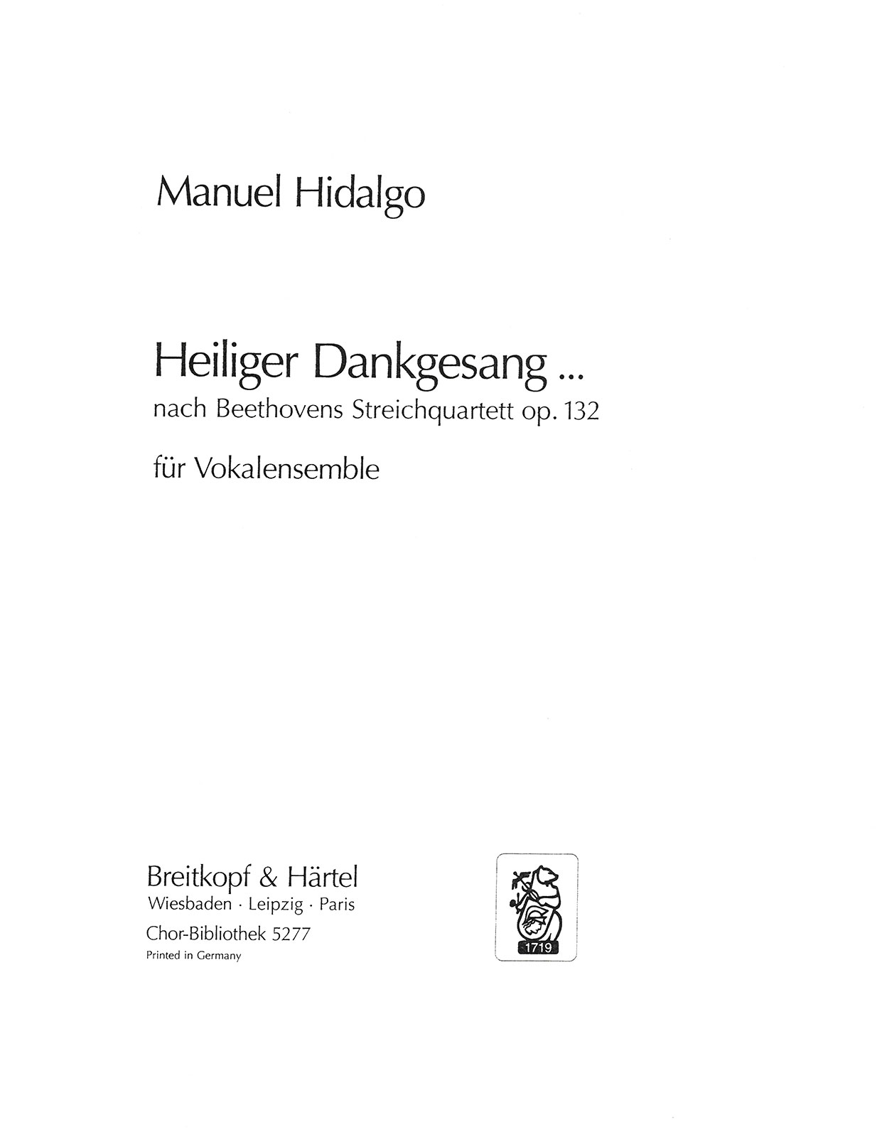 Manuel Hidalgo - Heiliger Dankgesang … - Cover
