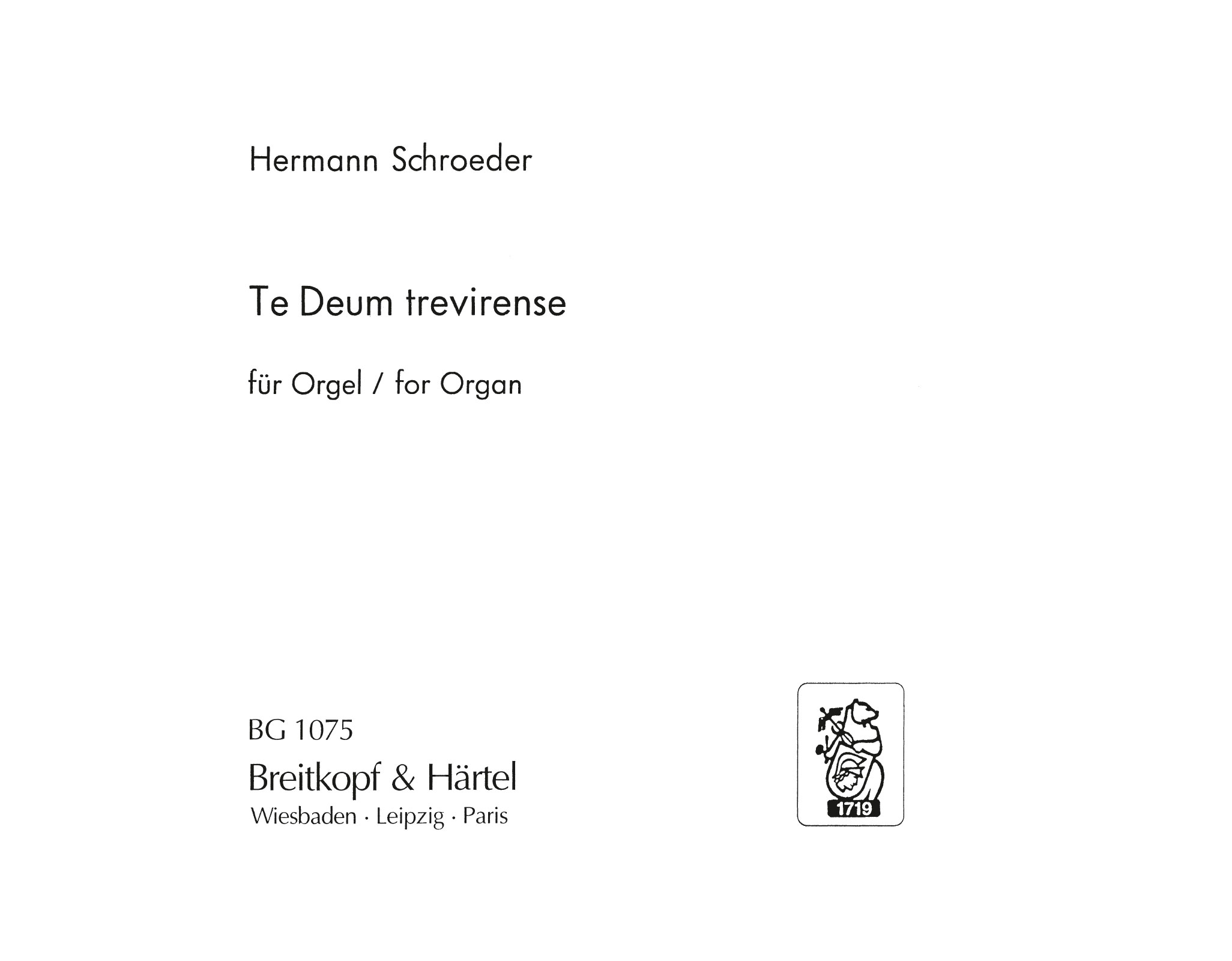 Hermann Schroeder - Te Deum Trevirense - Cover