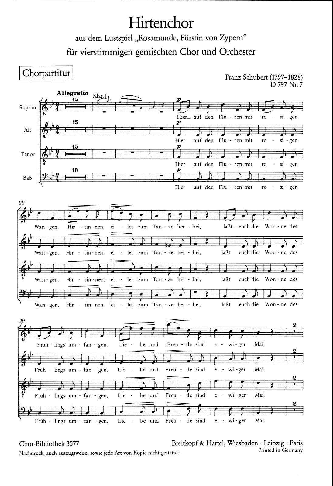 ChB 3577 - Rosamunde, Fürstin von Zypern D 797 [op. 26] - Cover