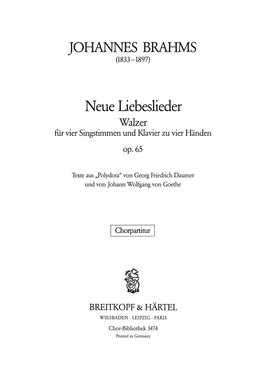 ChB 3474 - New Love Songs Op. 65 - Cover