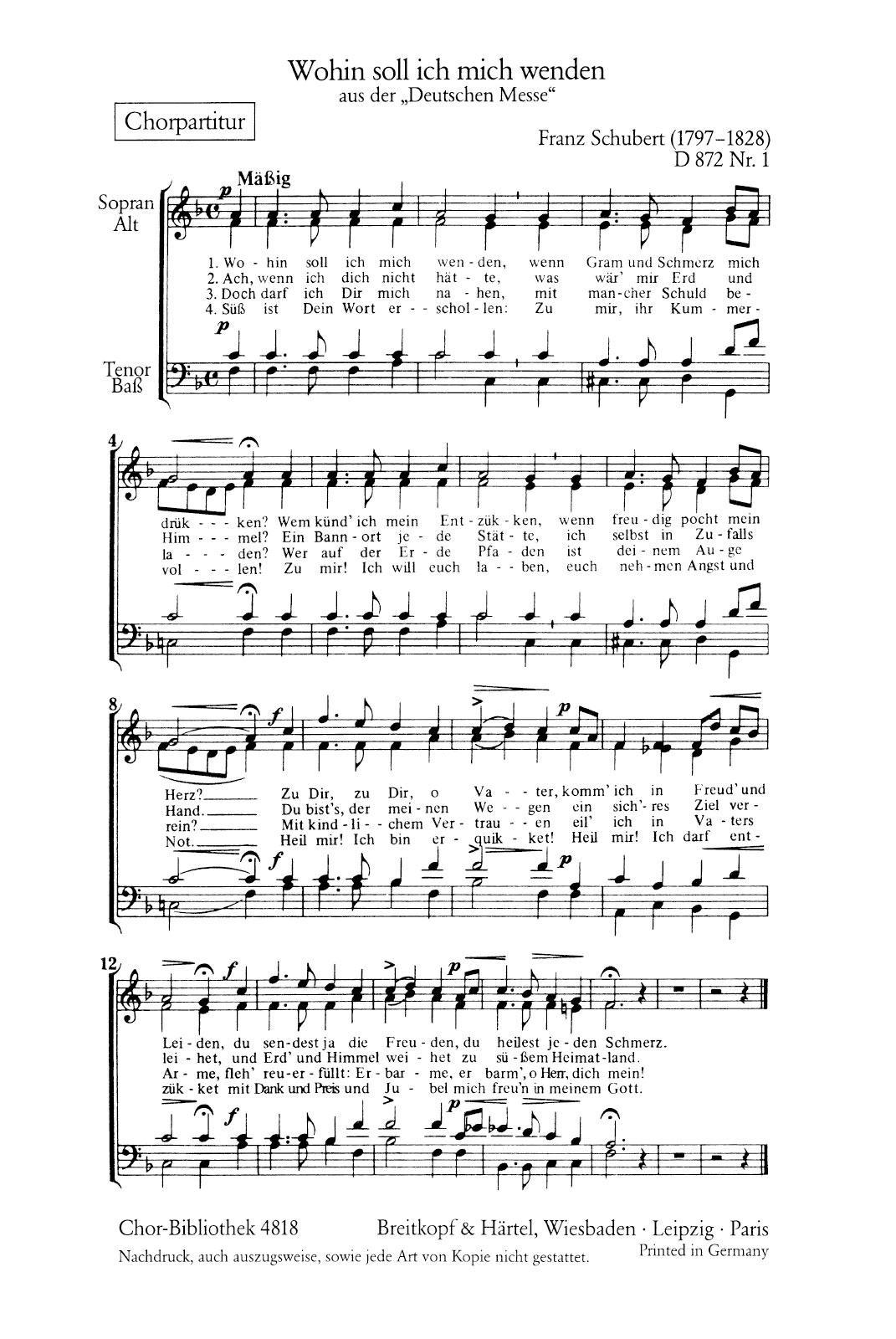 ChB 4818 - Deutsche Messe F-dur D 872 - Cover