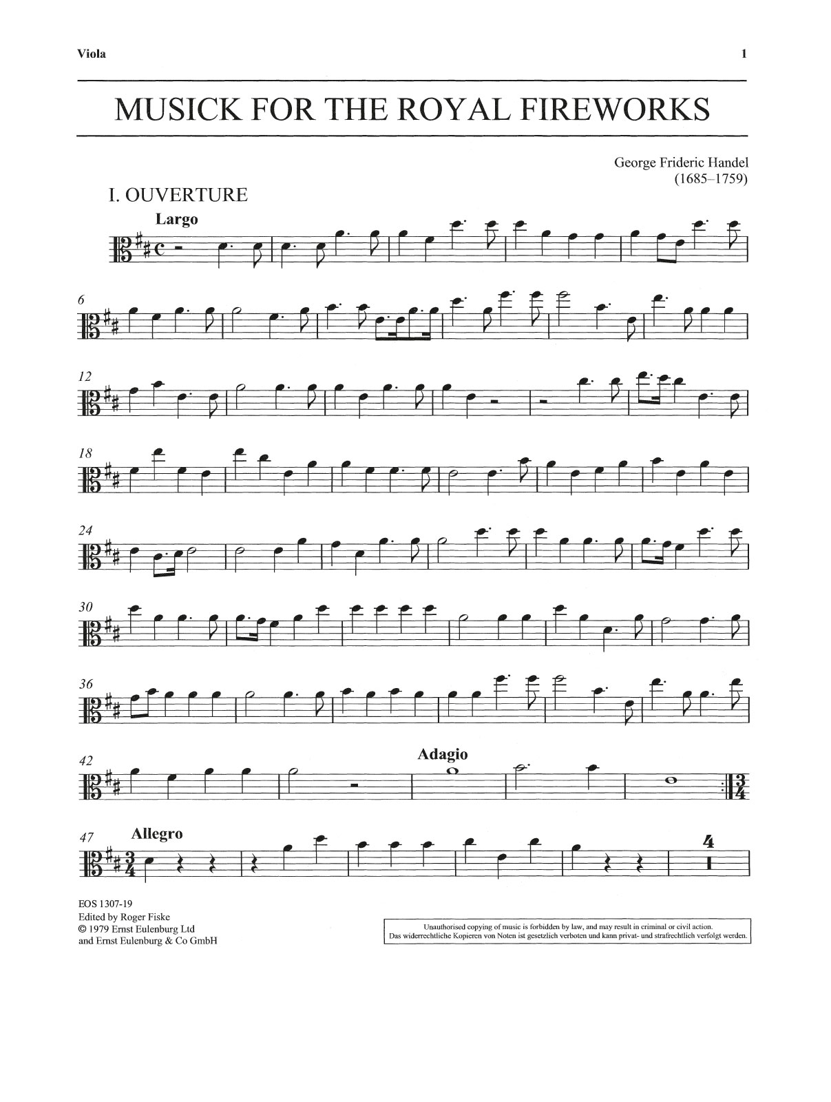 EOS 1307-19 - Feuerwerksmusik D-dur HWV 351 - Cover