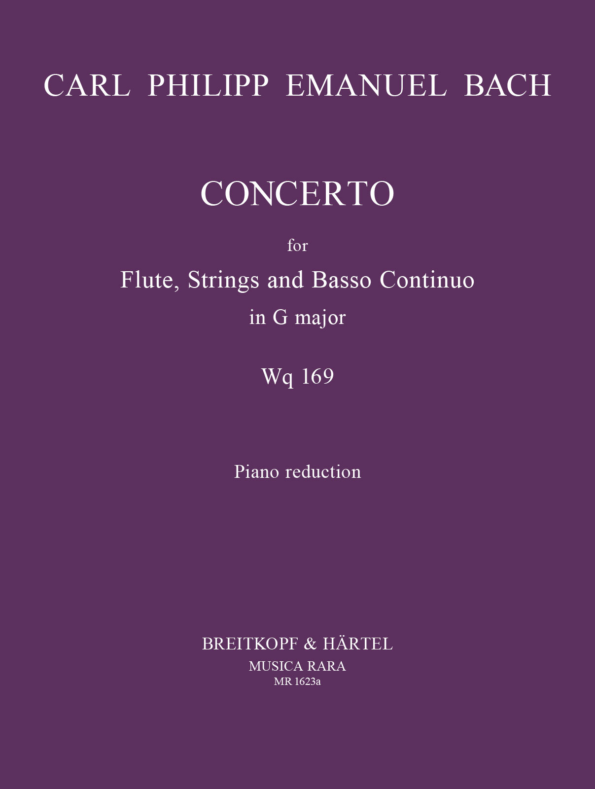 MR 1623aD - Flute Concerto in G major Wq 169 - Cover