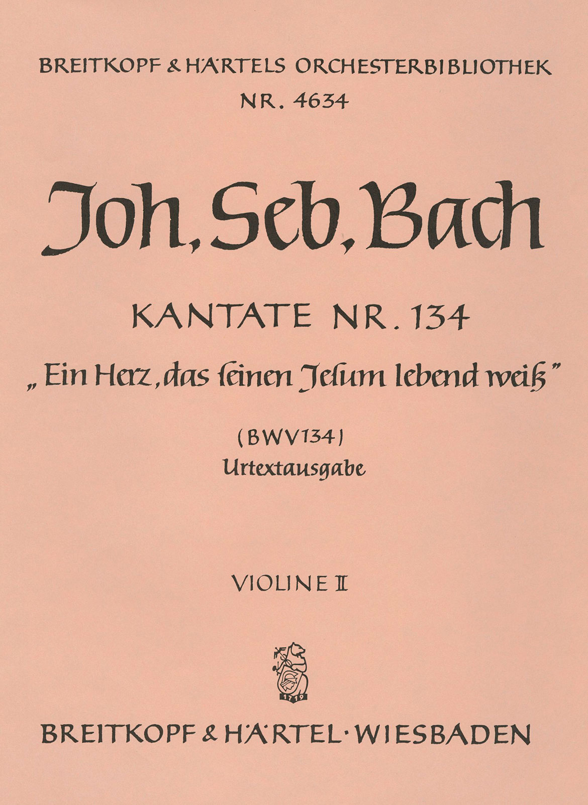 OB 4634-16 - Kantate BWV 134 „Ein Herz, das seinen Jesum lebend weiß“ - Cover