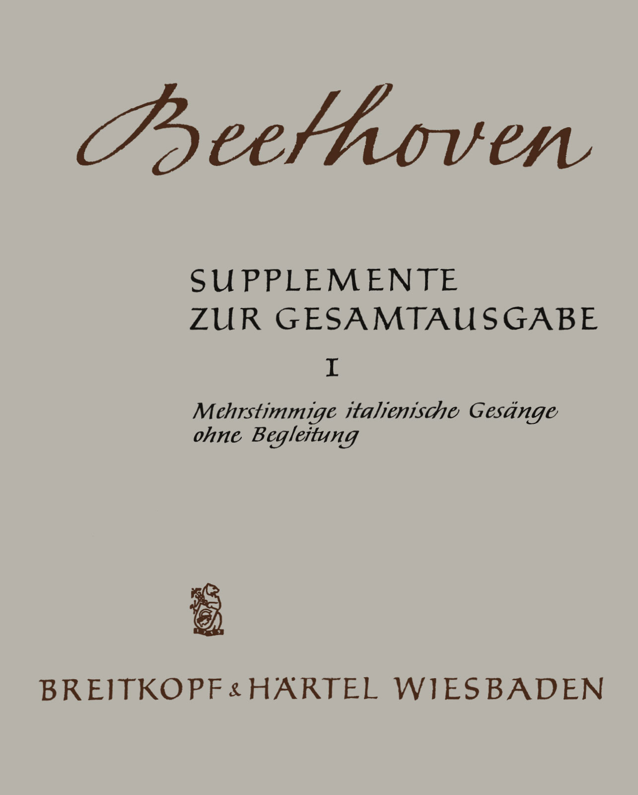 Ludwig van Beethoven - Supplements to the Complete Edition - Cover