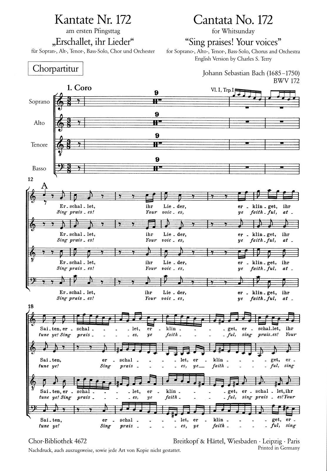 ChB 4672 - Cantata BWV 172 “Sing praises! Your voices” - Cover