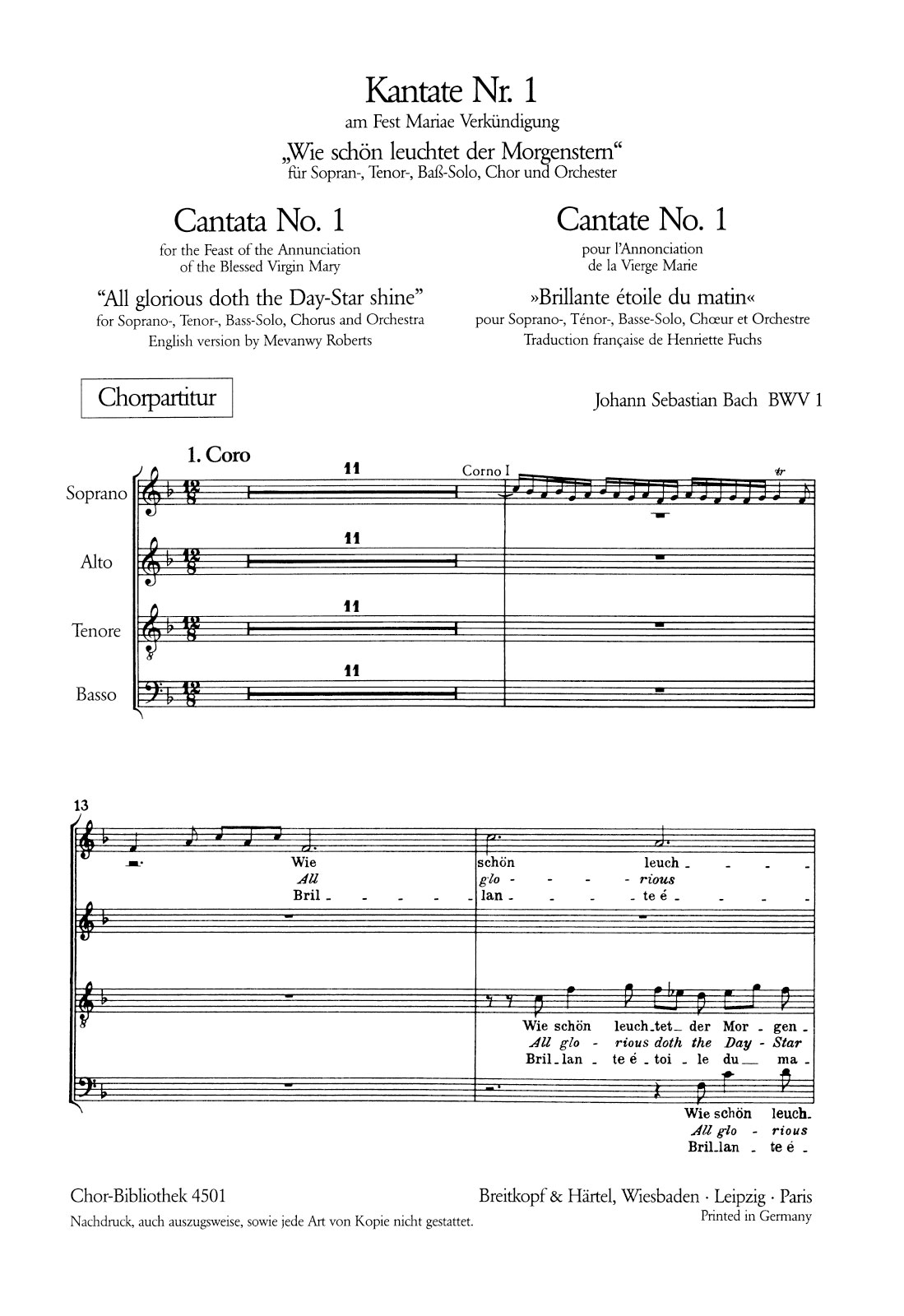 ChB 4501 - Kantate BWV 1 „Wie schön leuchtet der Morgenstern“ - Cover