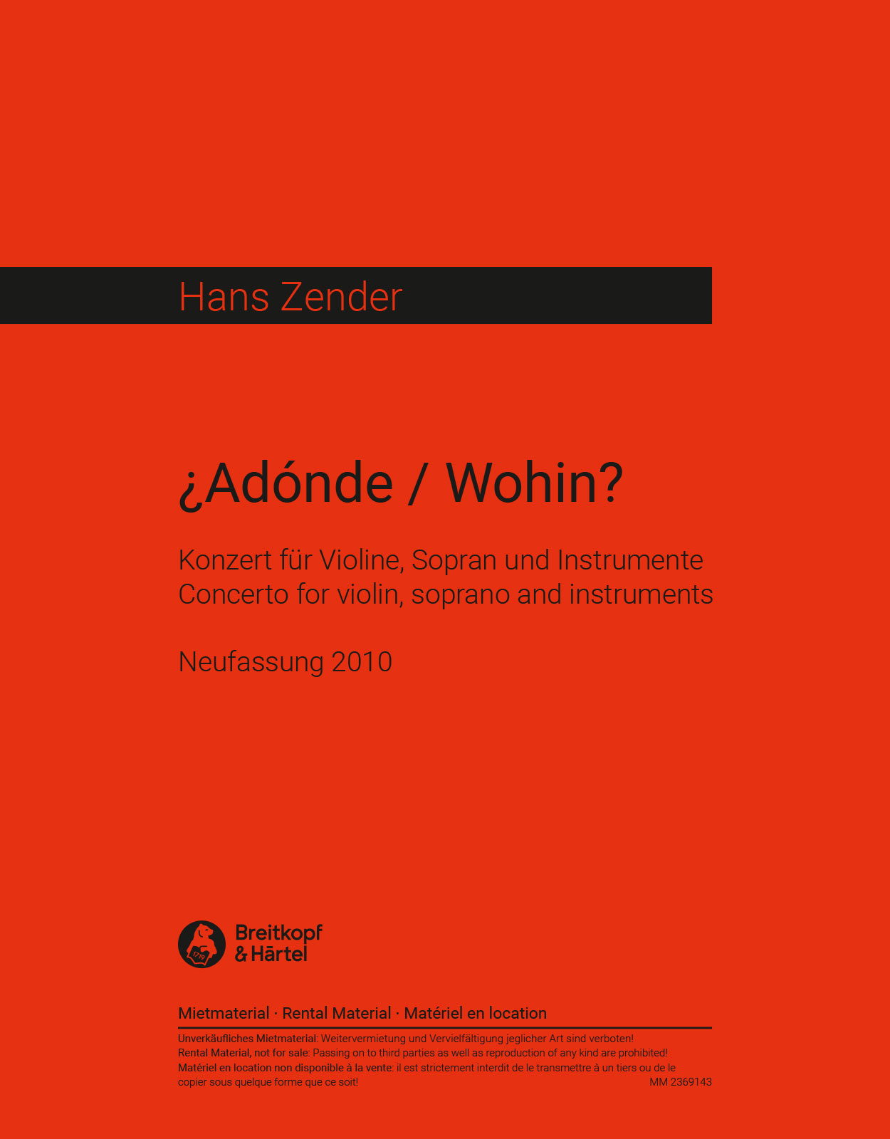 Hans Zender - ¿Adónde / Wohin? - Cover