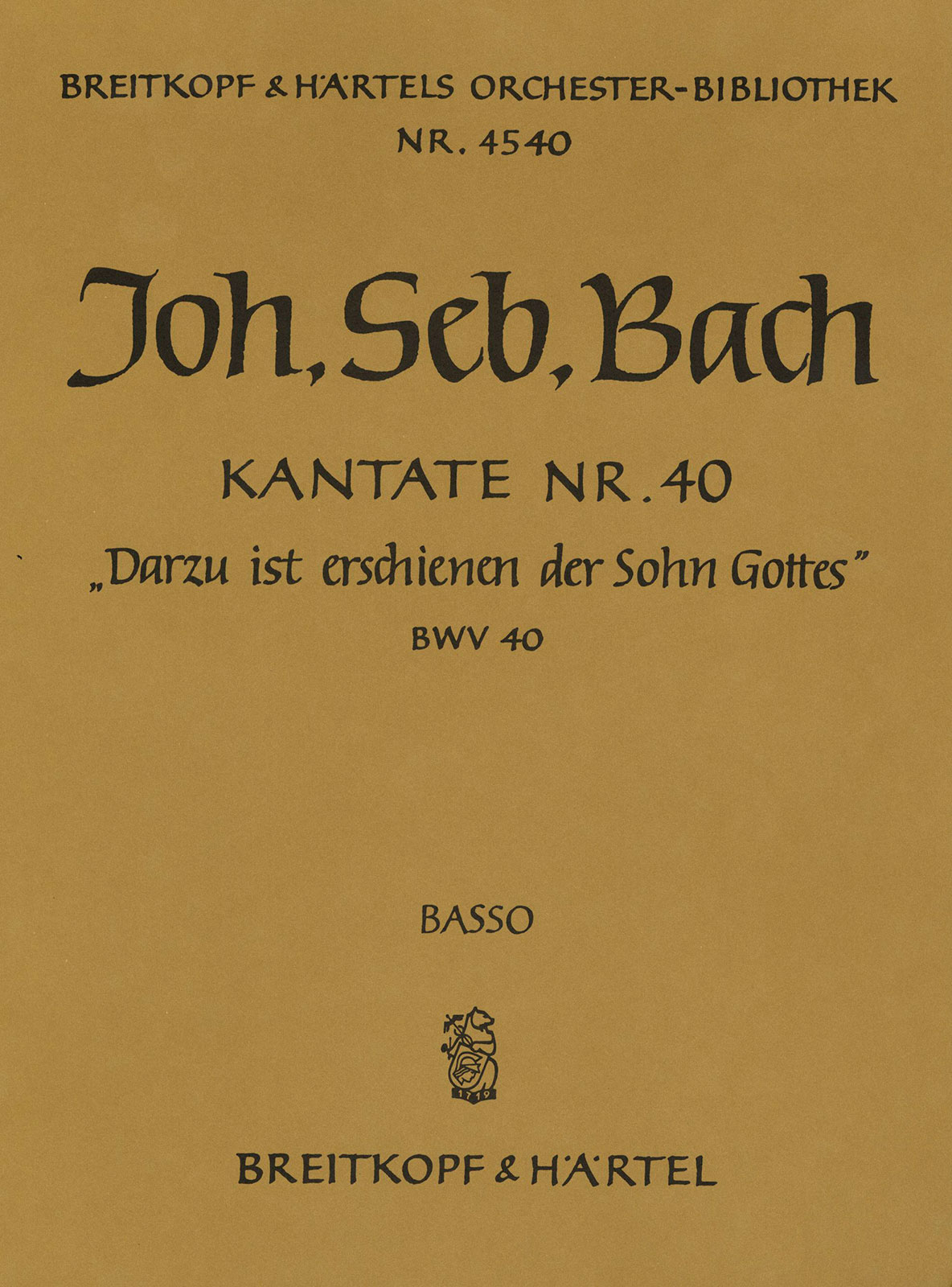 OB 4540-26 - Cantata BWV 40 “To this end appeared the Son of God” - Cover