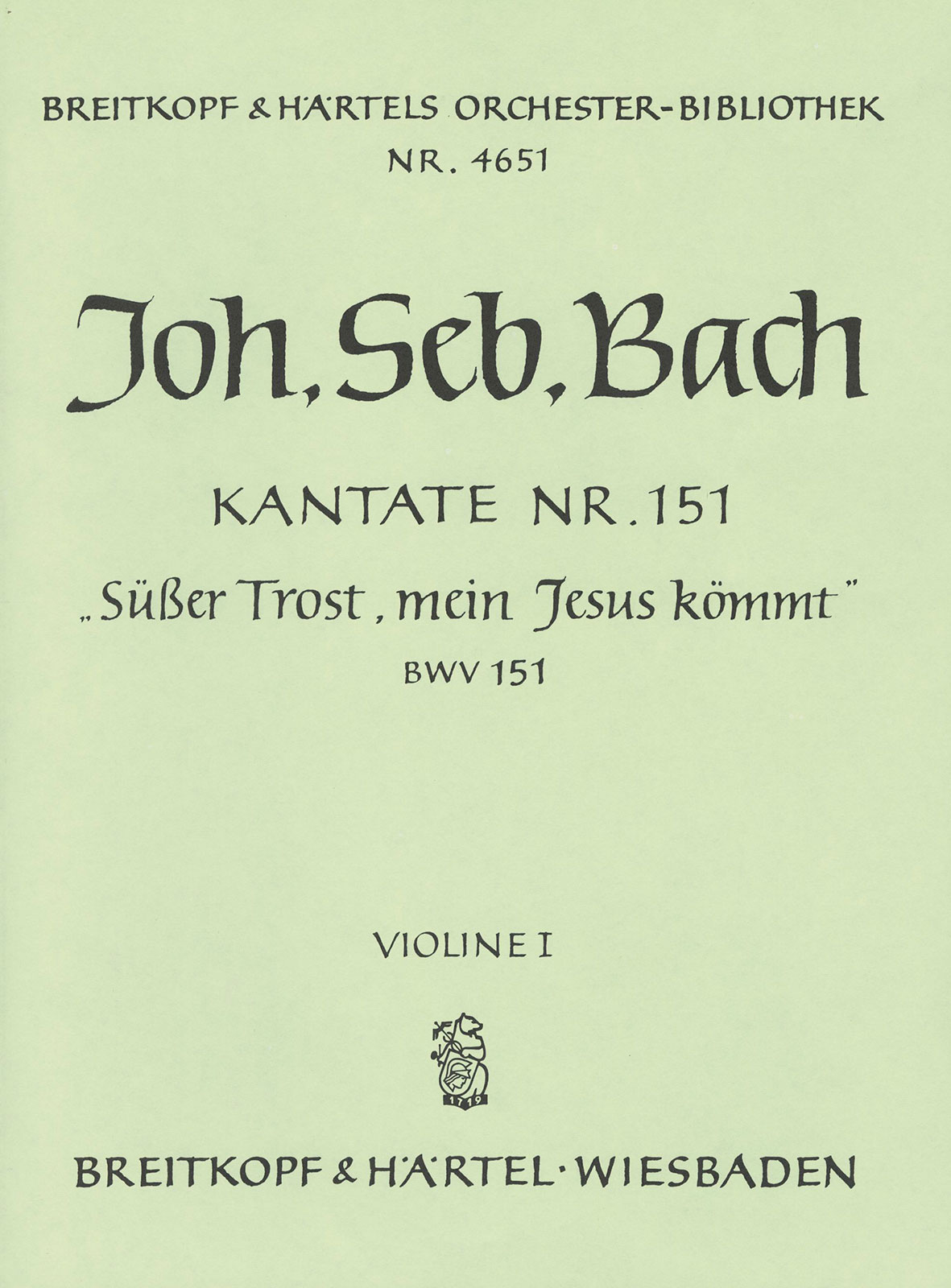 OB 4651-15 - Cantata BWV 151 “Blessed morn, when Jesus was born” - Cover