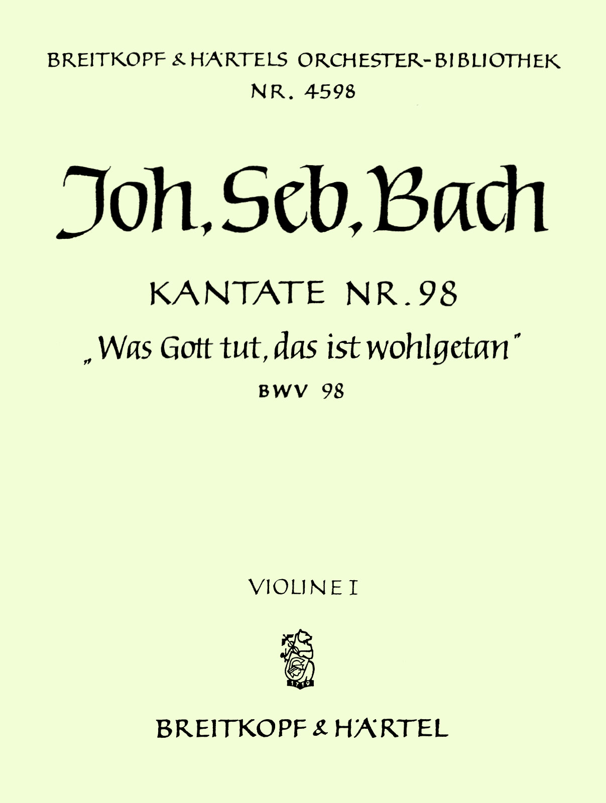 OB 4598-15 - Cantata BWV 98 “Was Gott tut, das ist wohlgetan” - Cover