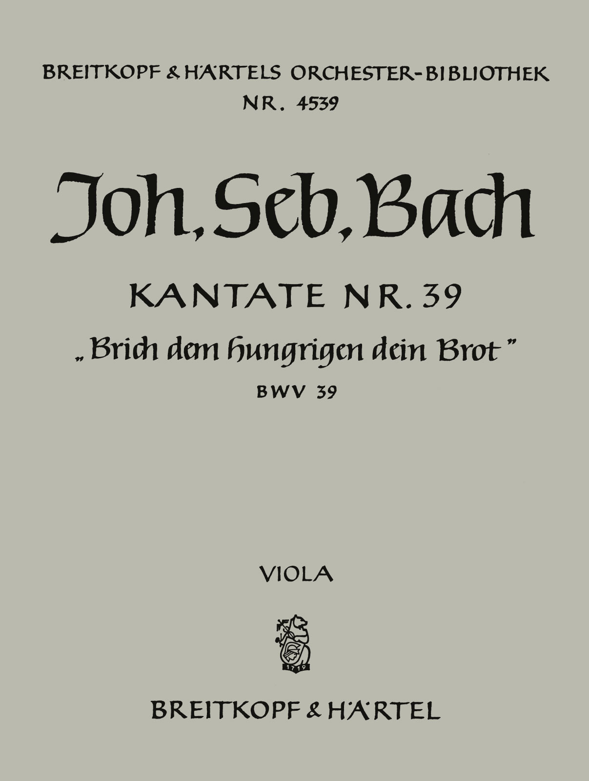 OB 4539-19 - Kantate BWV 39 „Brich dem Hungrigen dein Brot“ - Cover