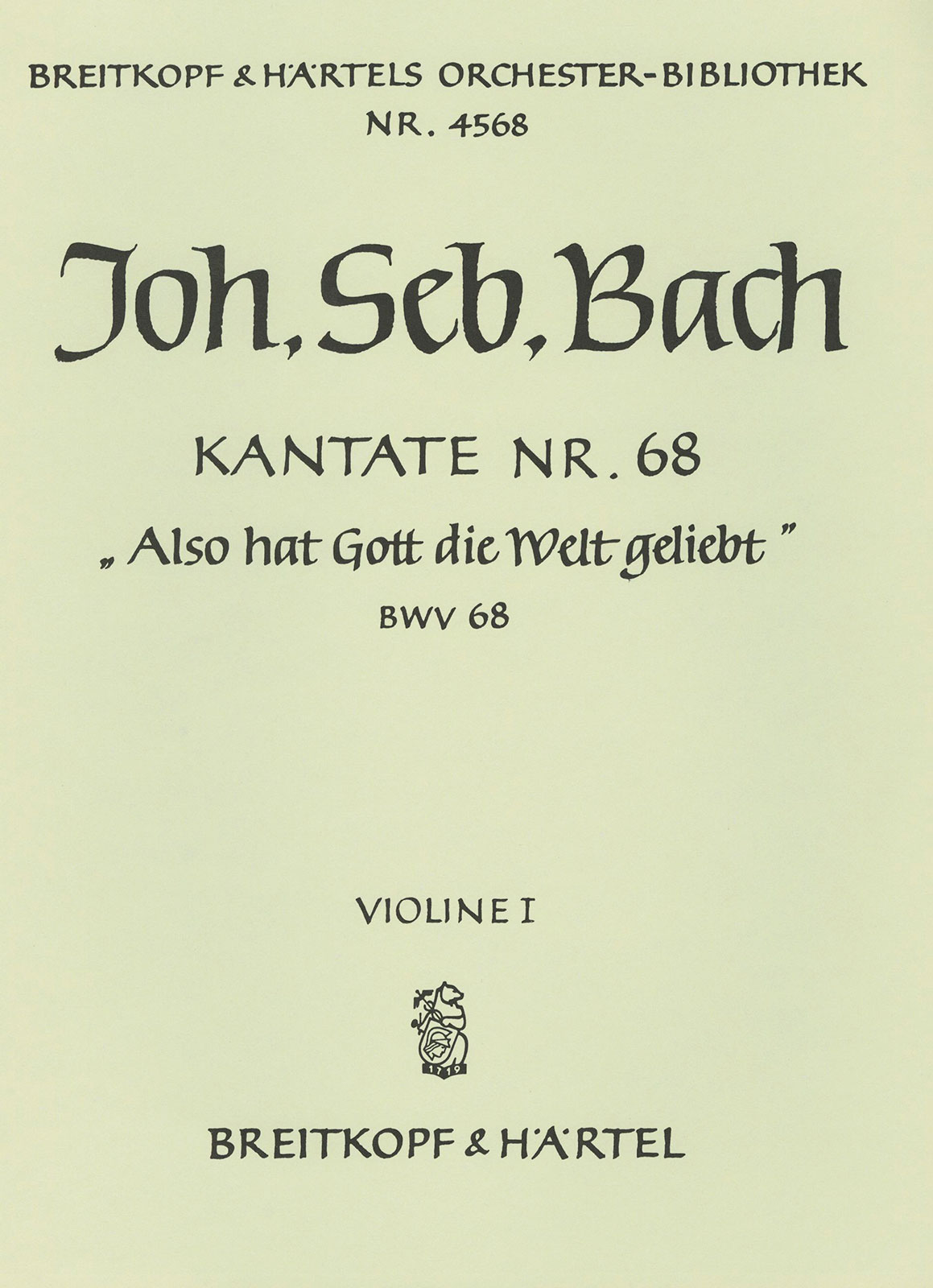OB 4568-15 - Cantata BWV 68 “For God his wondrous love to show” - Cover