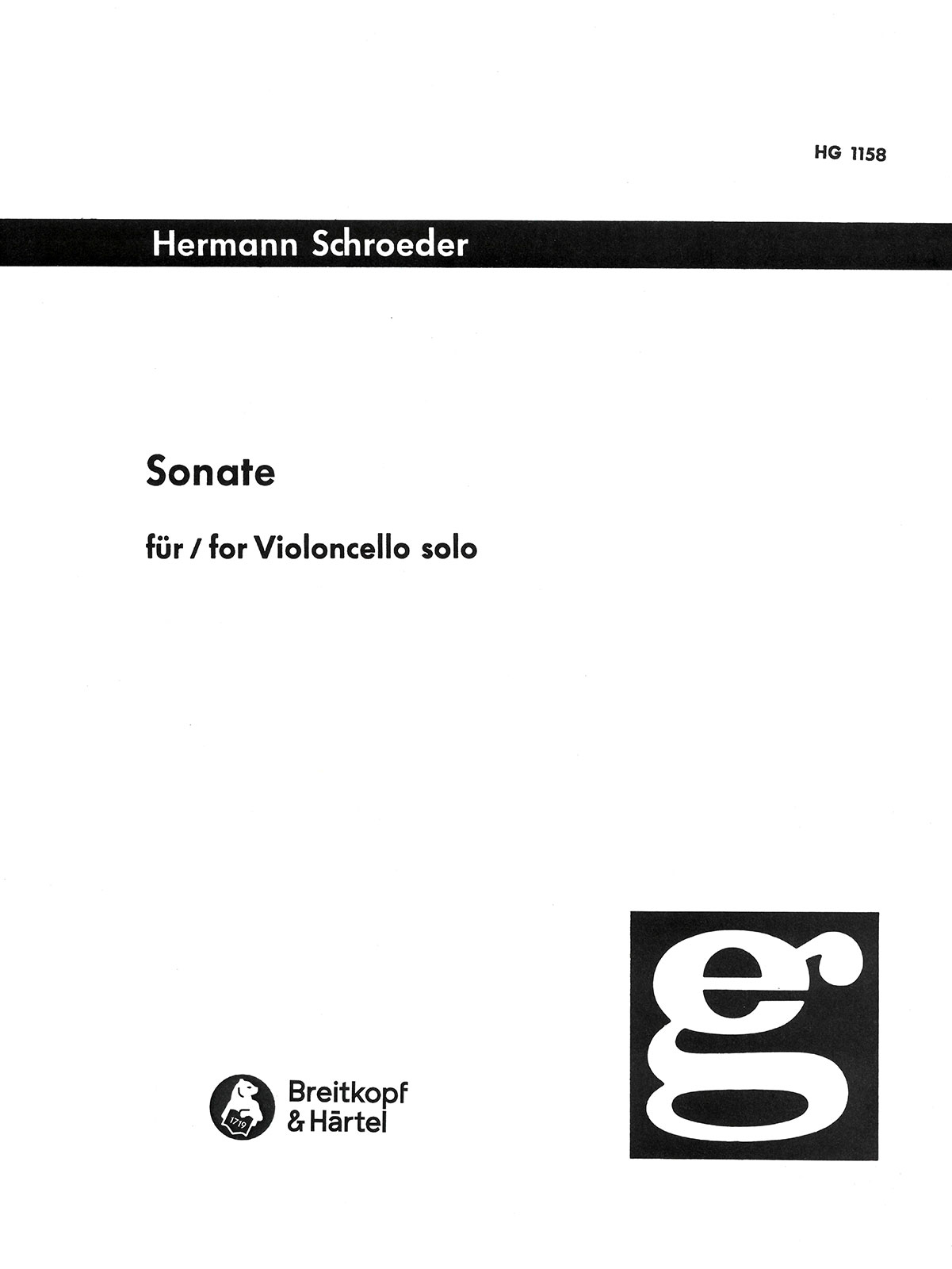 Hermann Schroeder - Sonate für Violoncello solo - Cover