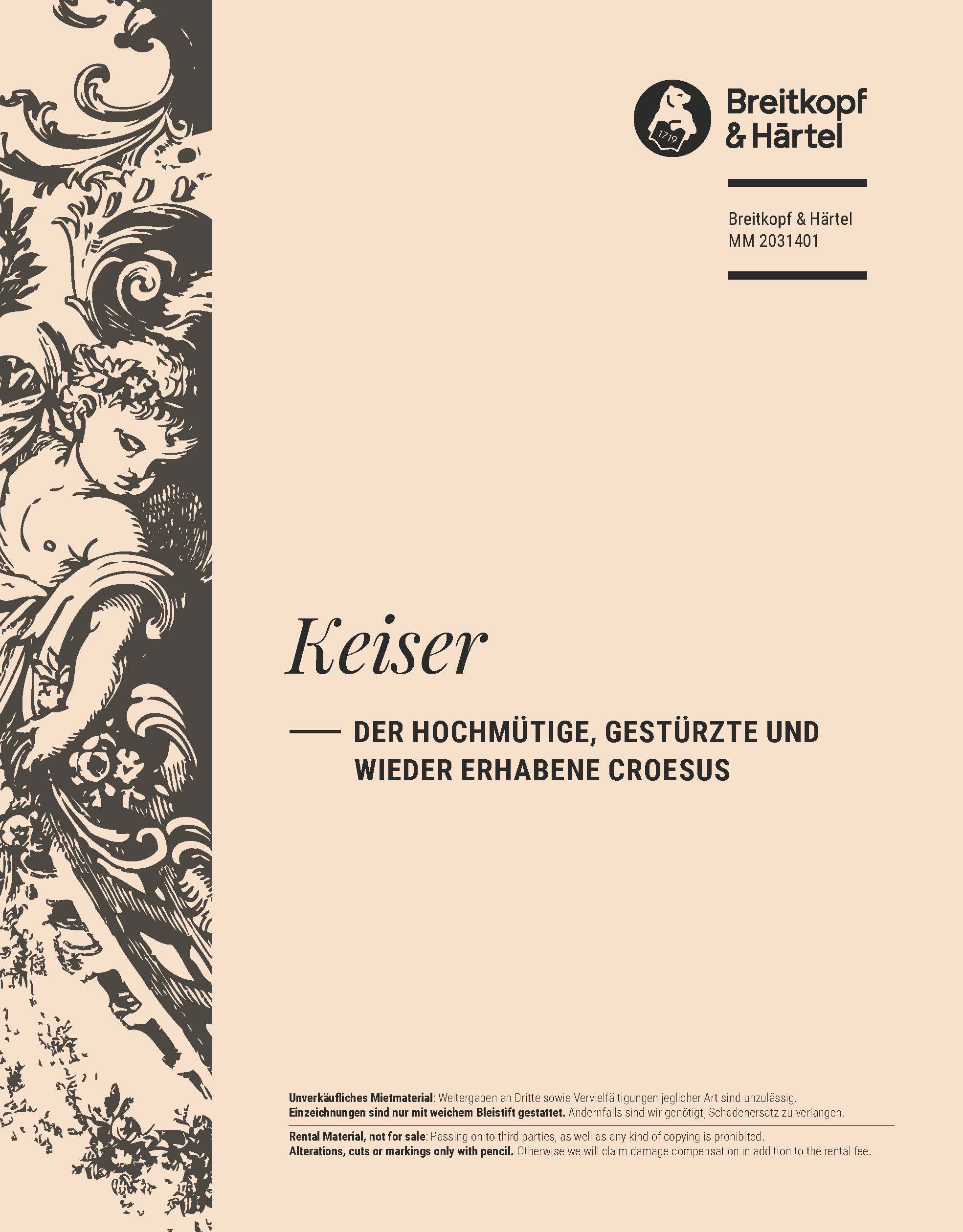 Reinhard Keiser - Der hochmütige, gestürzte und wieder erhabene Croesus - Cover