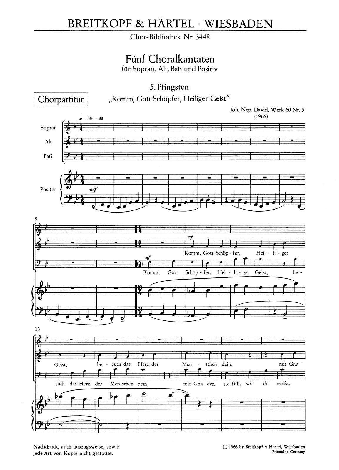 ChB 3448 - 5 Choralkantaten Werk 60 - Cover