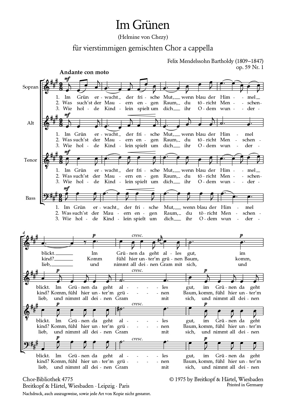 Felix Mendelssohn Bartholdy - 6 Lieder Op. 59 - Cover