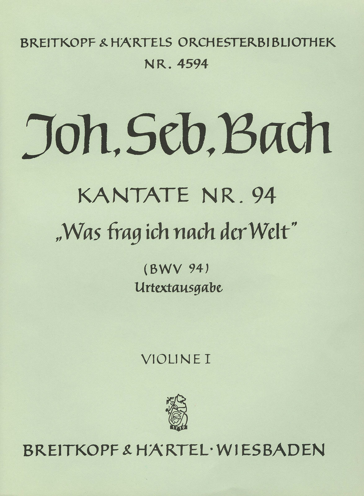 OB 4594-15 - Cantata BWV 94 “Was frag ich nach der Welt” - Cover