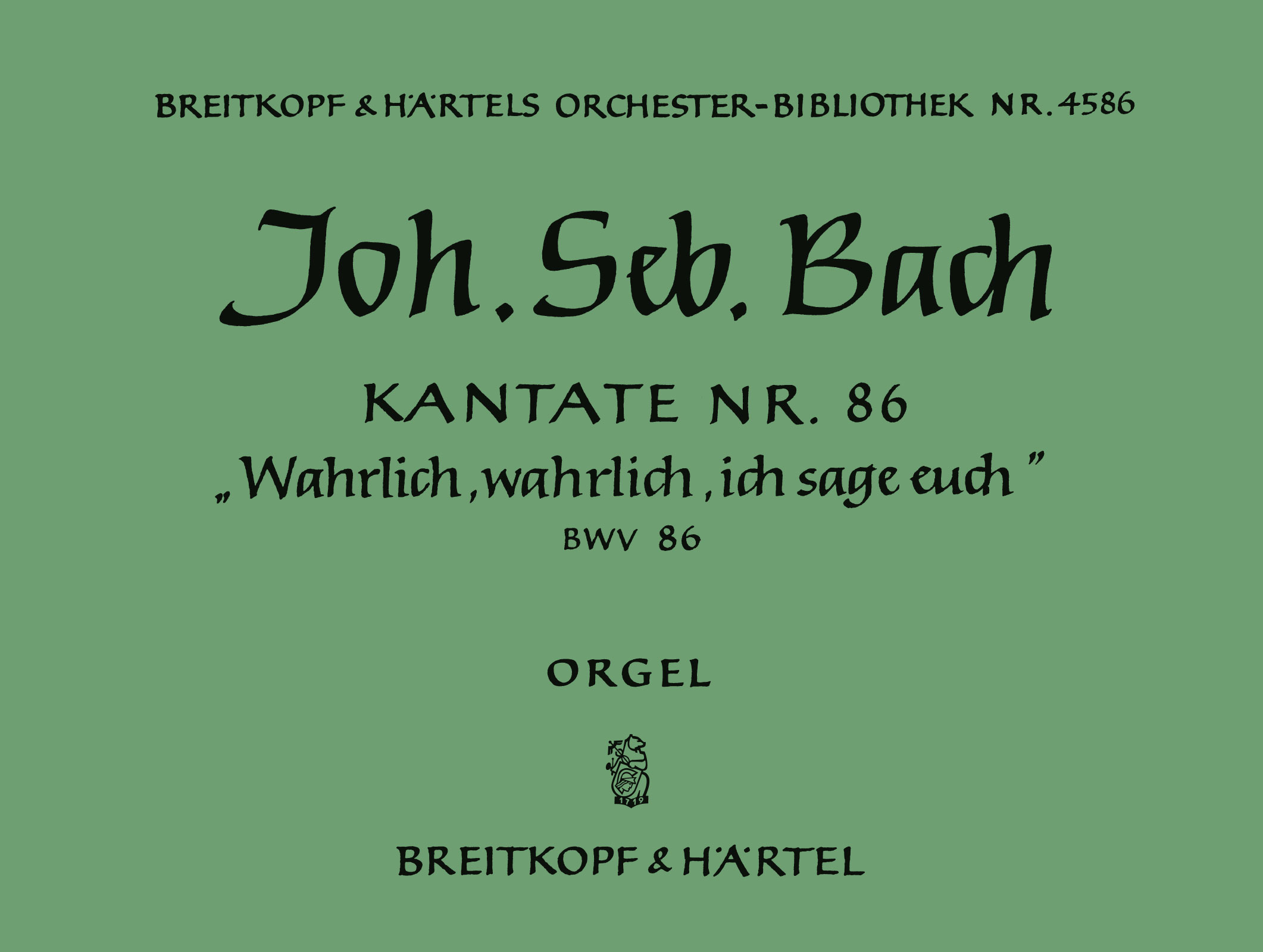 OB 4586-11 - Cantata BWV 86 “Wahrlich, wahrlich, ich sage euch” - Cover