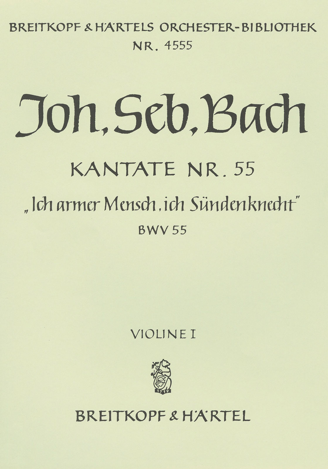 OB 4555-15 - Cantata BWV 55 “Poor wretched man, a slave of sin” - Cover