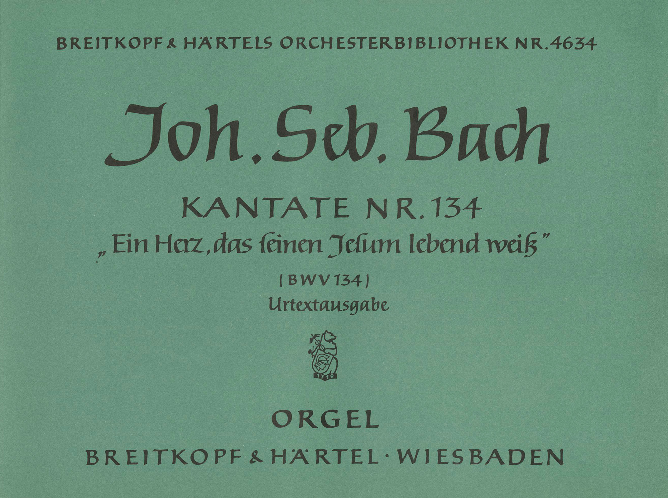 OB 4634-11 - Kantate BWV 134 „Ein Herz, das seinen Jesum lebend weiß“ - Cover