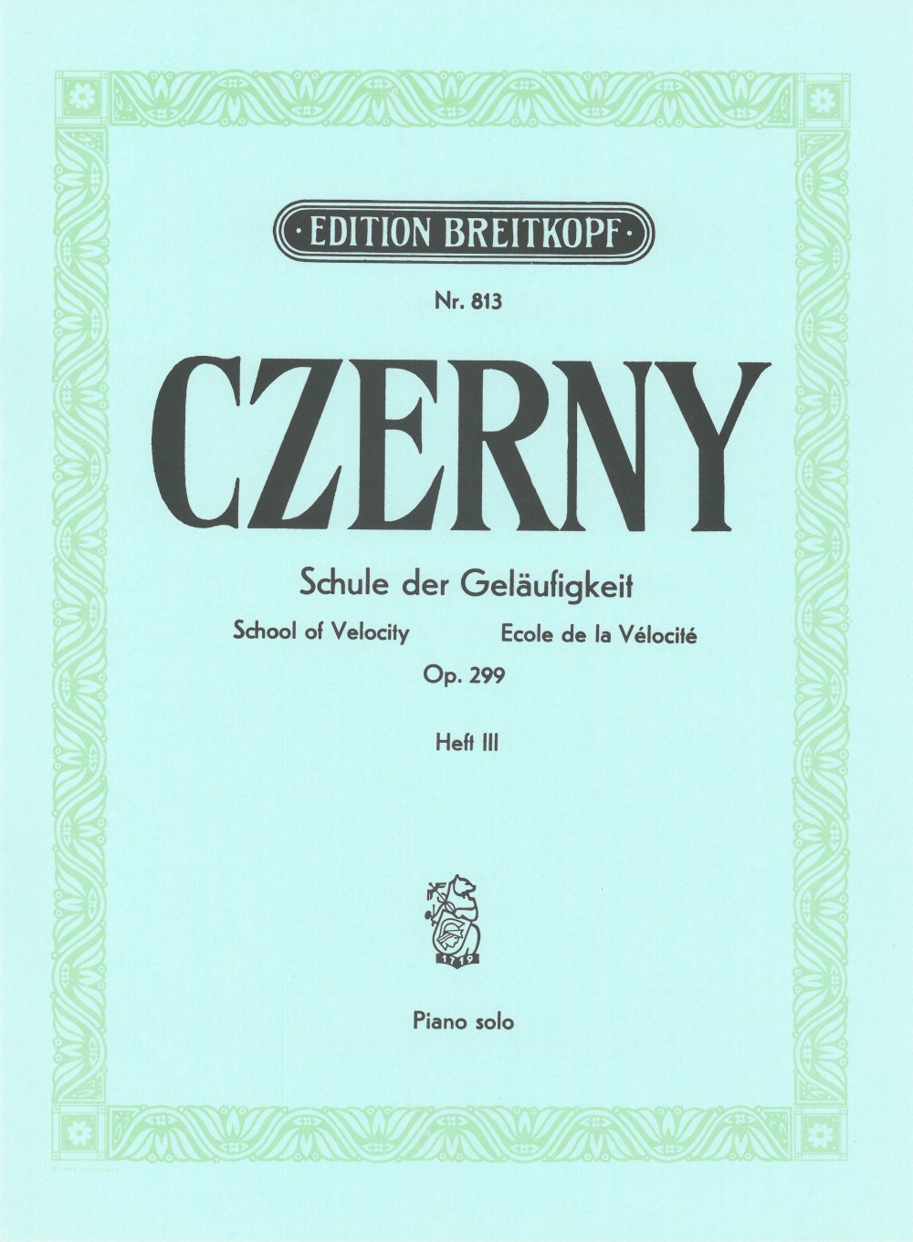 EB 813 - School of Velocity Op. 299 - Cover