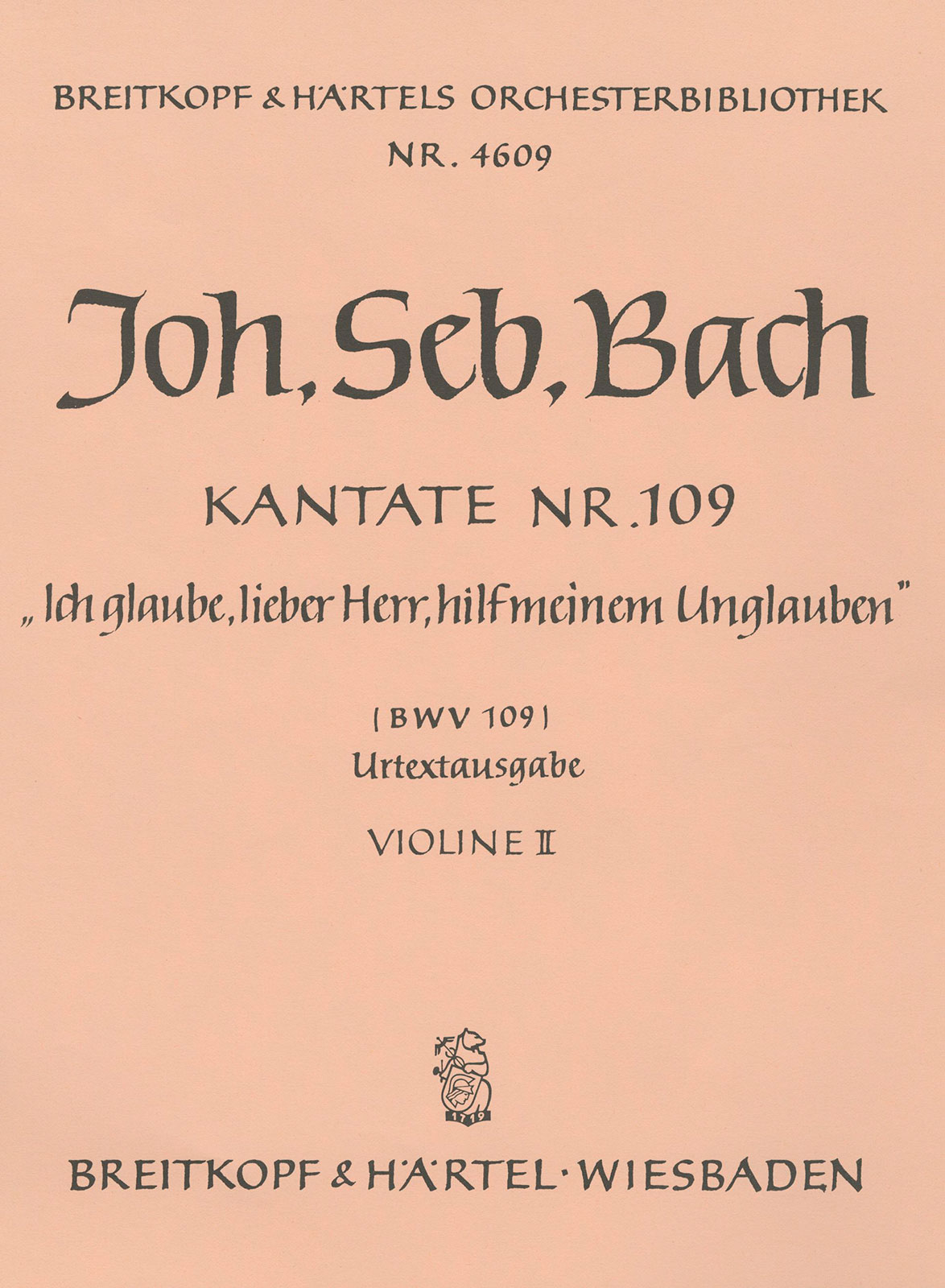OB 4609-16 - Cantata BWV 109 “Ich glaube, lieber Herr, hilf meinem Unglauben” - Cover