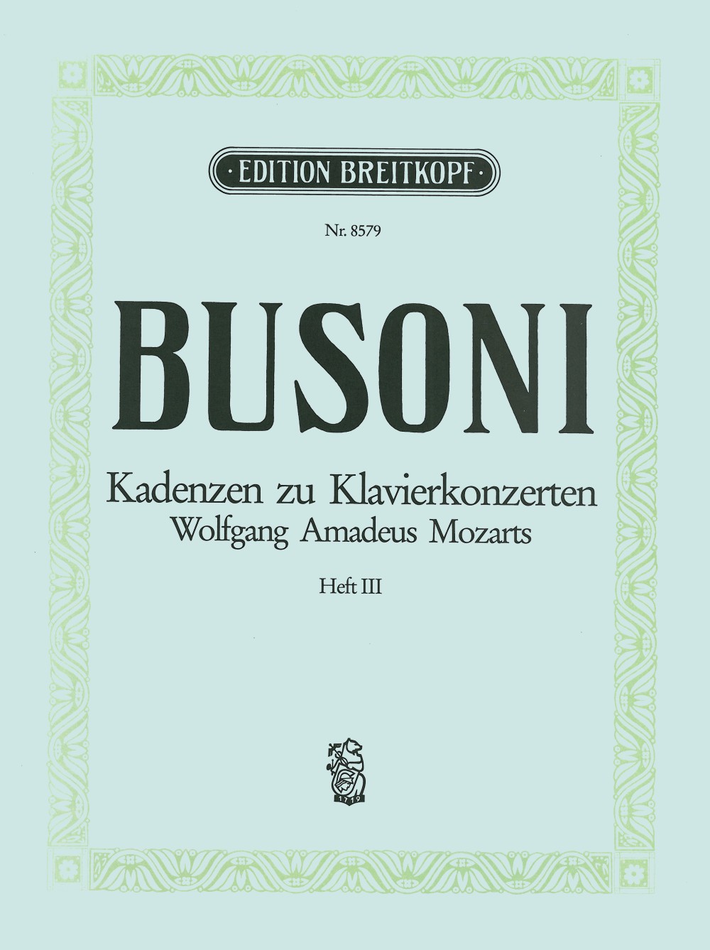 EB 8579 - Kadenzen zu W. A. Mozarts Klavierkonzerten - Cover