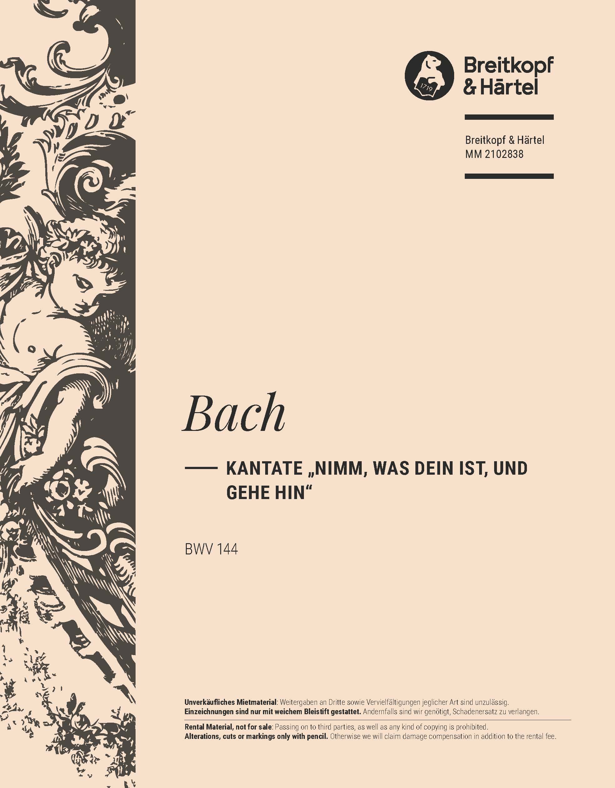 MM 2102838 - Kantate BWV 144 „Nimm, was dein ist, und gehe hin“ - Cover