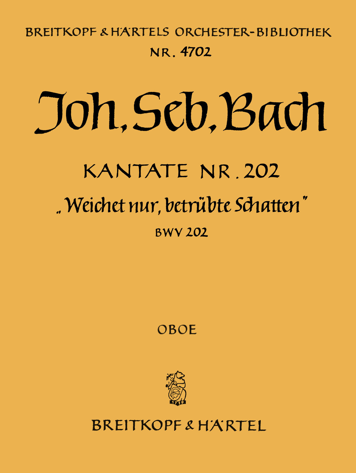 OB 4702-30 - Kantate BWV 202 „Weichet nur, betrübte Schatten“ - Cover
