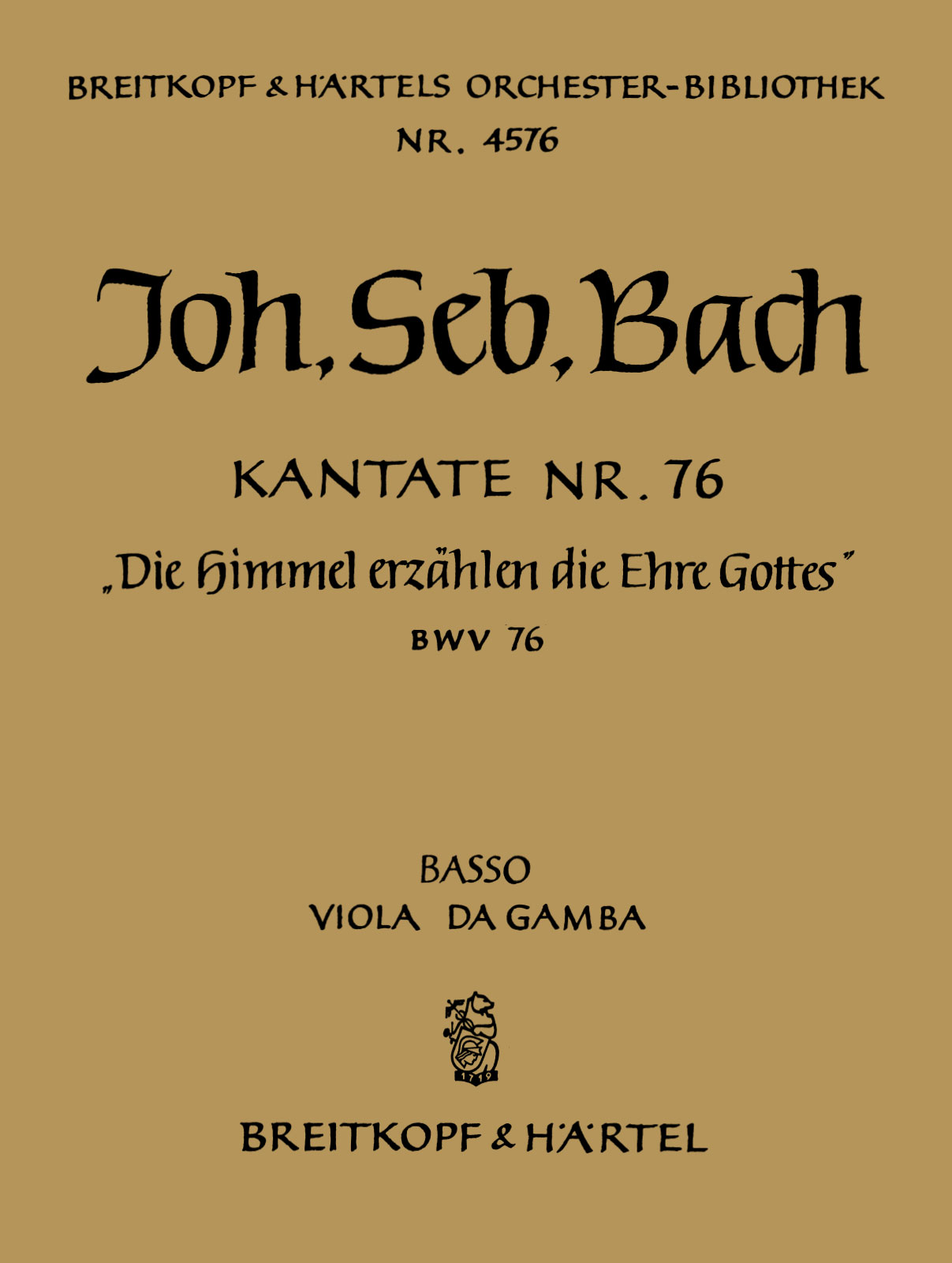 OB 4576-26 - Kantate BWV 76 „Die Himmel erzählen die Ehre Gottes“ - Cover
