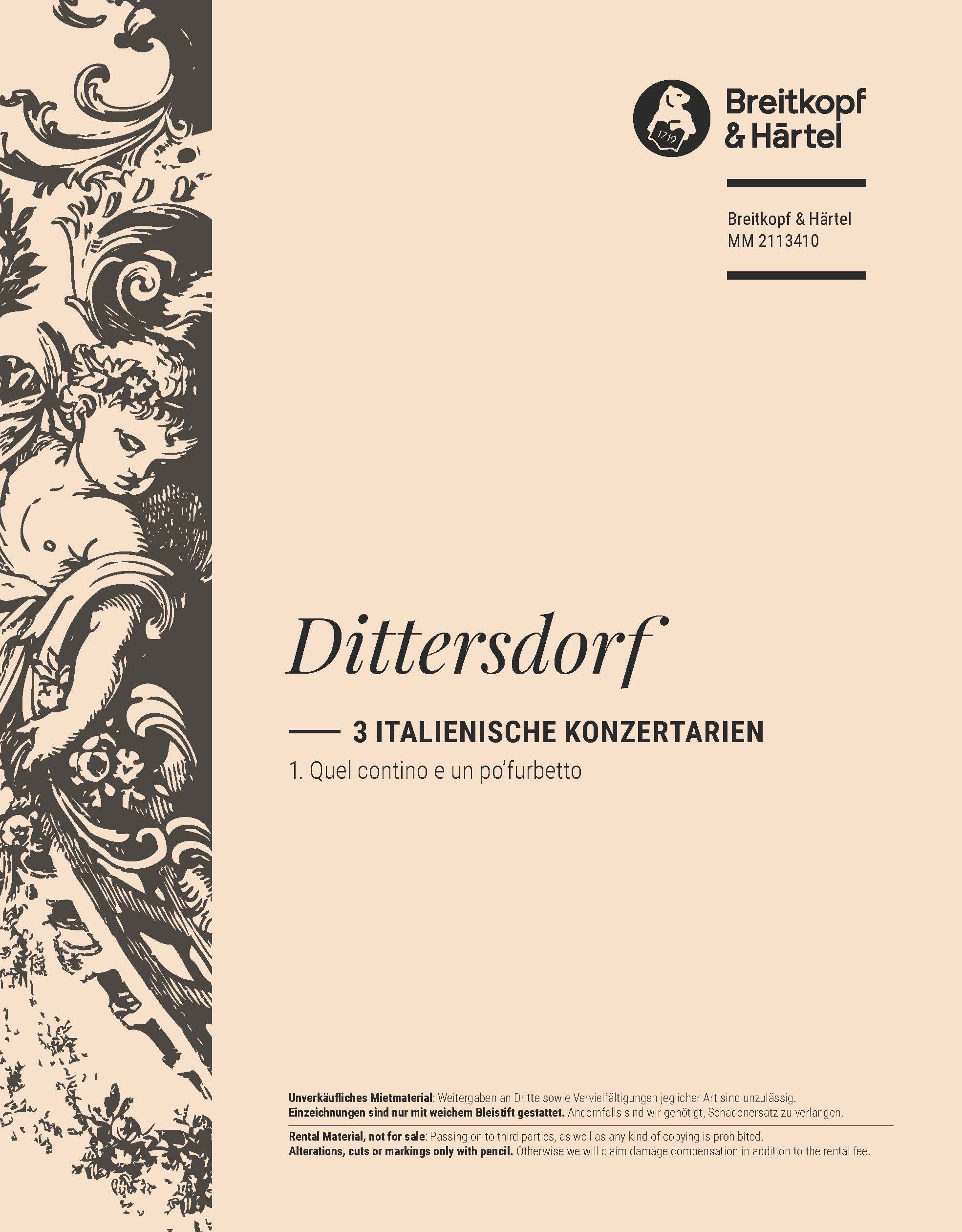 Carl Ditters von Dittersdorf - 3 Italian Concert Arias - Cover