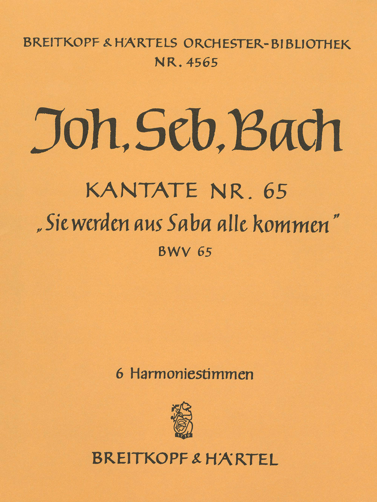 OB 4565-30 - Cantata BWV 65 “From Sheba to Thee shall all men come forth” - Cover
